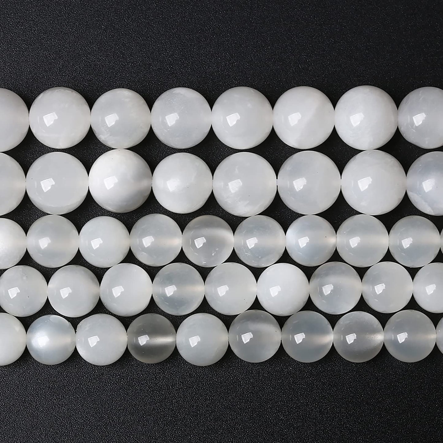 8MM 45PCS Natural White Moonstone Gemstone AAA Grade Crystal Spacer Loose Beads for Jewelry Making DIY Bracelet 15 Inches 1 Strand