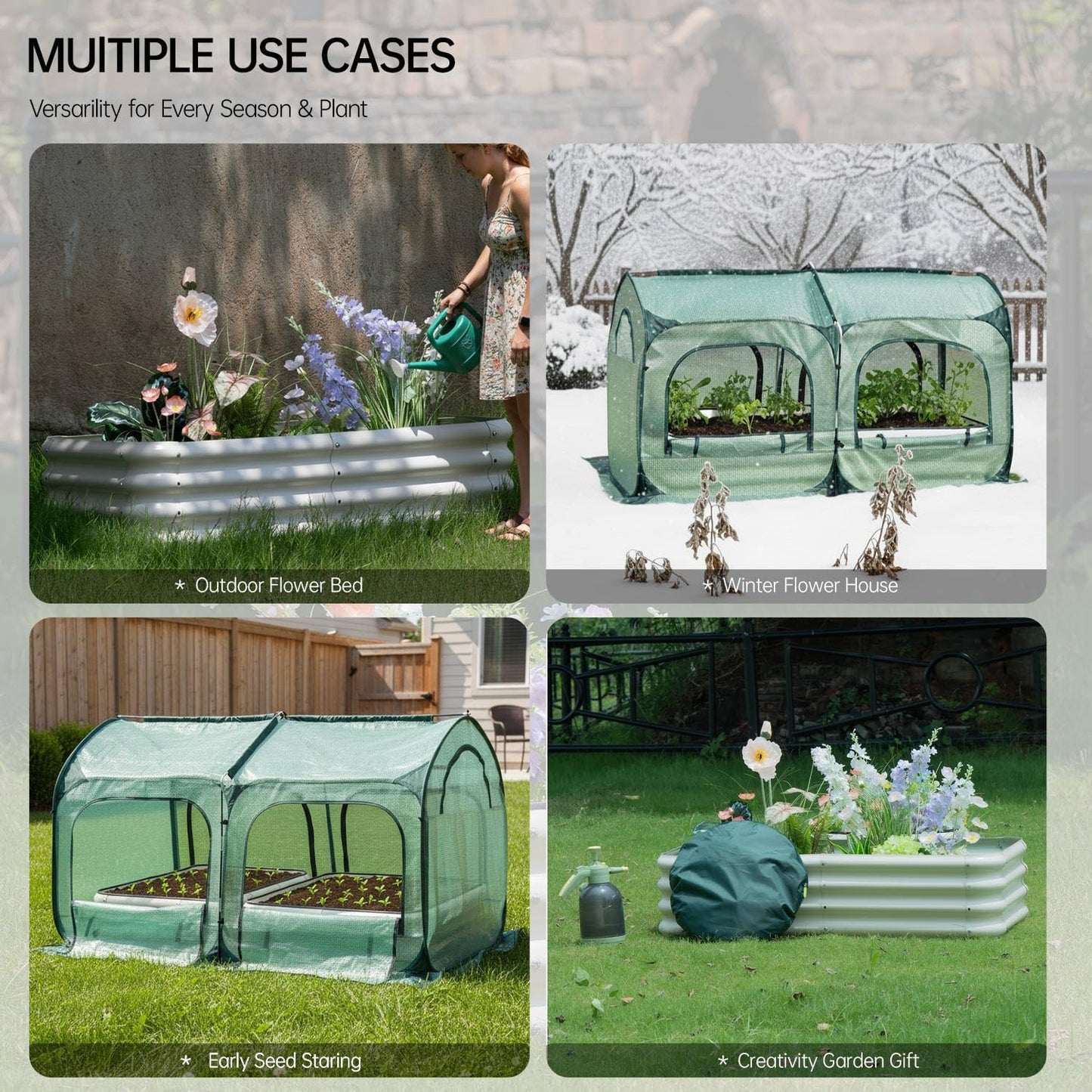 Pop up Tunnel Greenhouse Cover 78.7" L x 39.4" W Plant Tent with 6x3FT Riased Garden Bed Set ,Gardening Flower Sunshine Room with Mesh Windows,Backyard PE Cover for Cold Frost Protector
