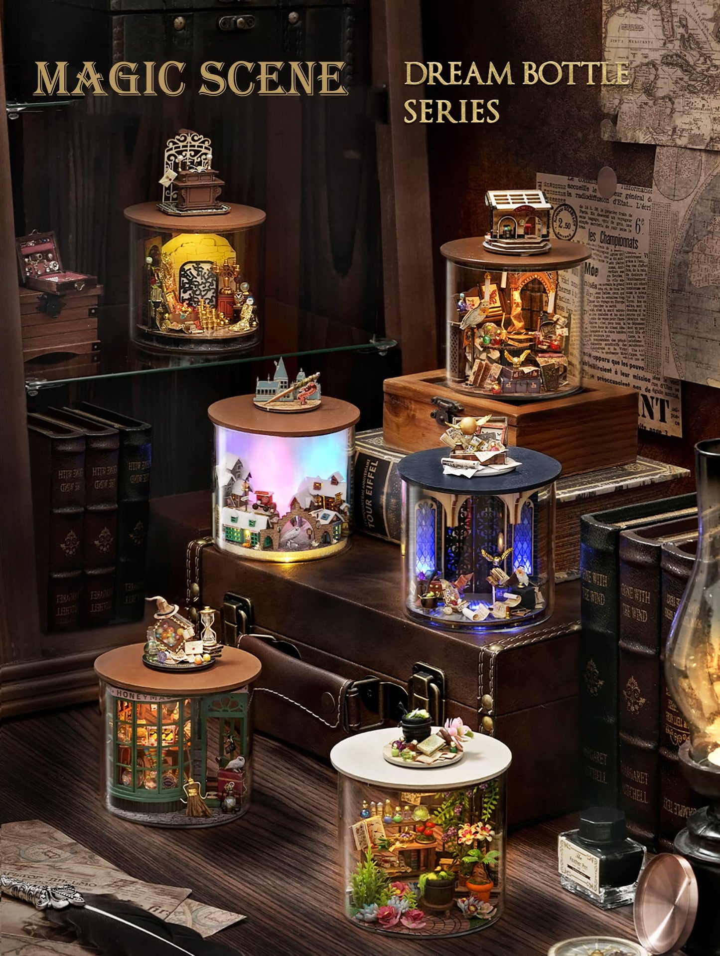 Spilay Dollhouse DIY Miniature Wooden Furniture Kit,Mini Handmade Doll House Model with Dust Cover & LED,1:24 Scale Creative Woodcrafts for Adult Friend Lover Birthday Gift B48