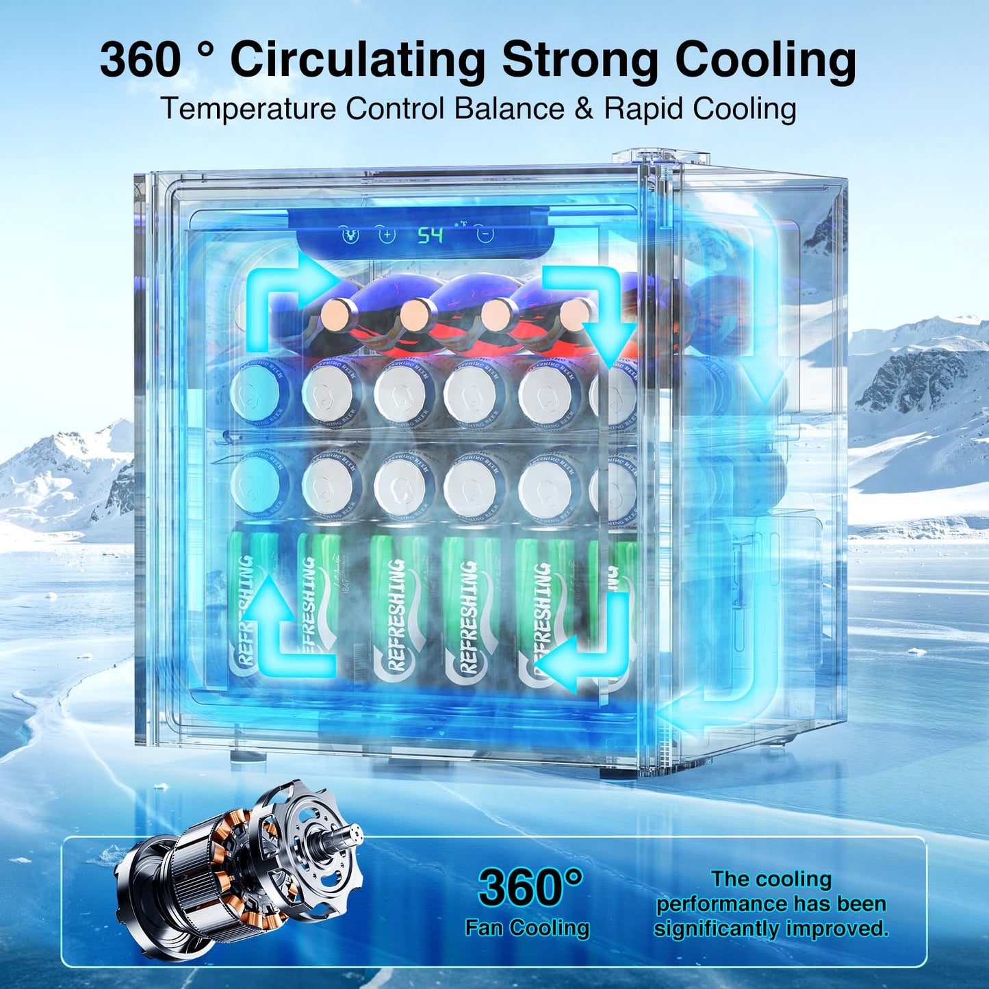 Kismile 50 Can Beverage Refrigerator Cooler 1.3 Cu.Ft Mini Fridge for 12 Bottle,Drink Fridge with Quiet Compressor,LED Light,Electronic Temperature Control for Home/Bar/Office 40-61℉,Silver