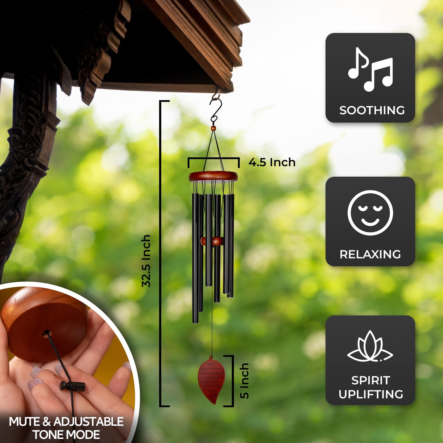 Best Memorial Wind Chimes for Outside - 32.5" Sympathy Wind Chimes Memorial Gifts for Loss of Loved One - in Remembrance Gifts - Best Bereavement Gift Idea for Loss of Loved One - Unique Funeral Gift