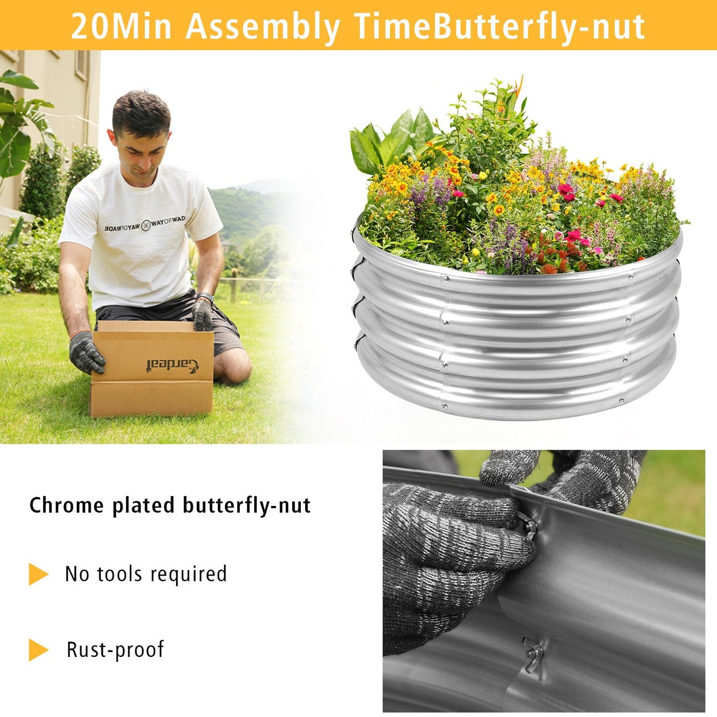 Gardeal Garden Galvanized Raised Garden Bed Kit - Metal Planter Box for Vegetables/Herbs/Flowers, Heavy-Duty Steel Outdoor Garden Box with Reinforced Edges (2x2x1 FT)