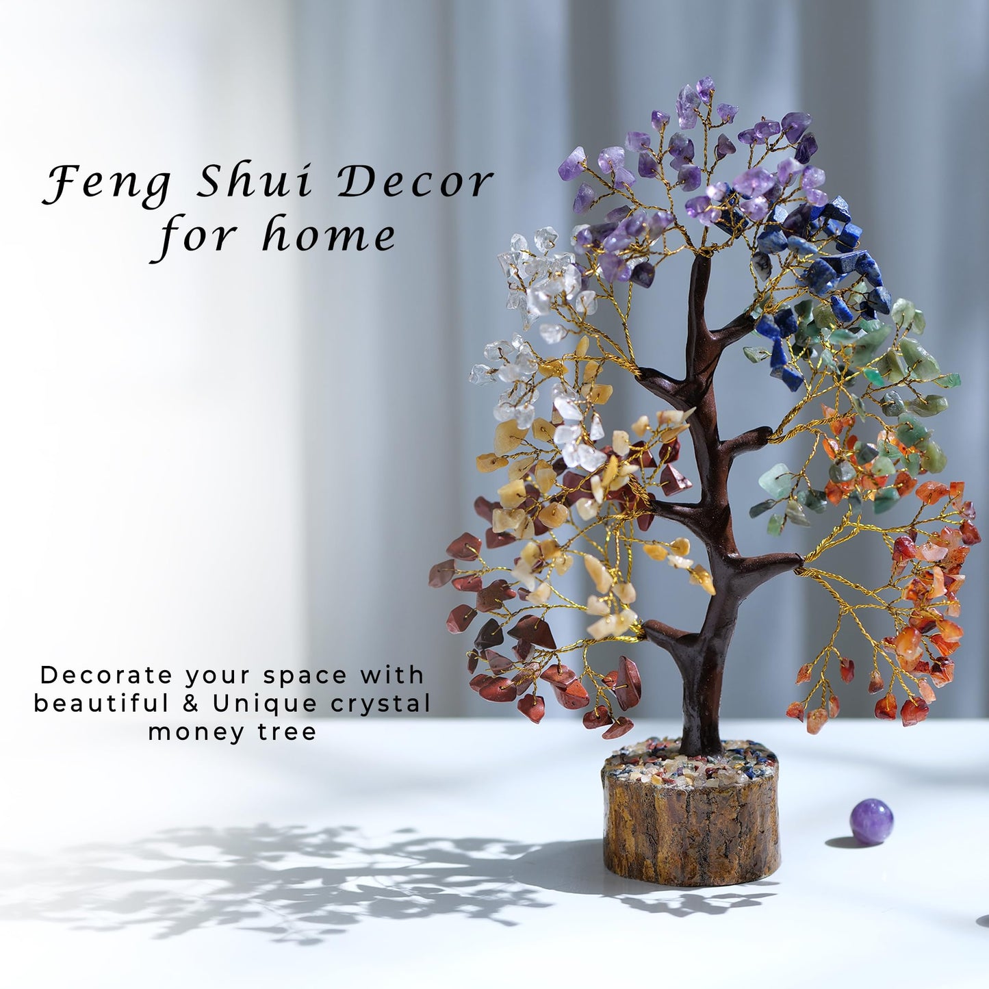 7 Chakra Tree Of Life Decor - Crystals, Birthday Gifts For Women - House Warming Gifts New Home - Bonsai Tree Home Decor - Meditation Accessories - Good Luck Office Decor - 300 Beads Chakra Stones