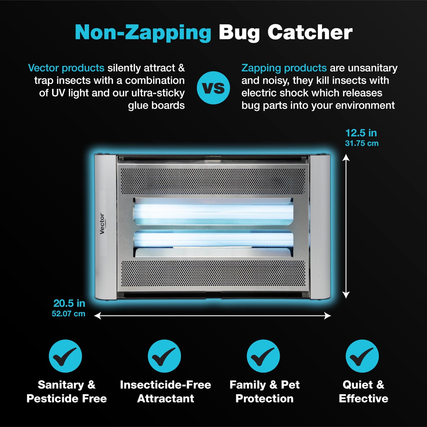 Catchmaster Vector Plasma Screened UV Light Fly Traps Silver, Gnat Traps for House Indoor, Shatterproof Bulbs, UV Lamp Insect Killer, Bug Catcher for Commercial Kitchen, Warehouse & Restaurants