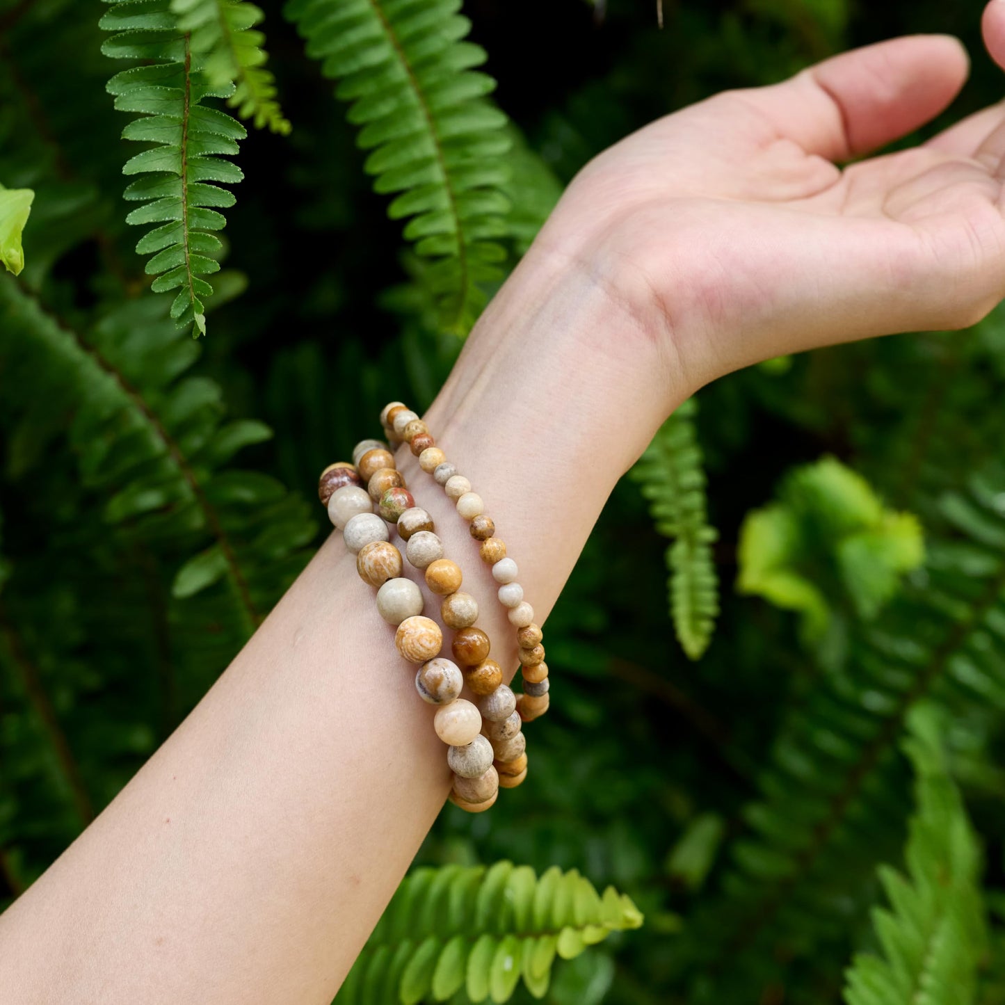 Bivei Coral Jade-Creativity &Calm-6mm Beaded Bracelets for Women Handmade Semi Precious Natural Stone Stretch Elastic Jewelry for Women Yoga Protection Gifts