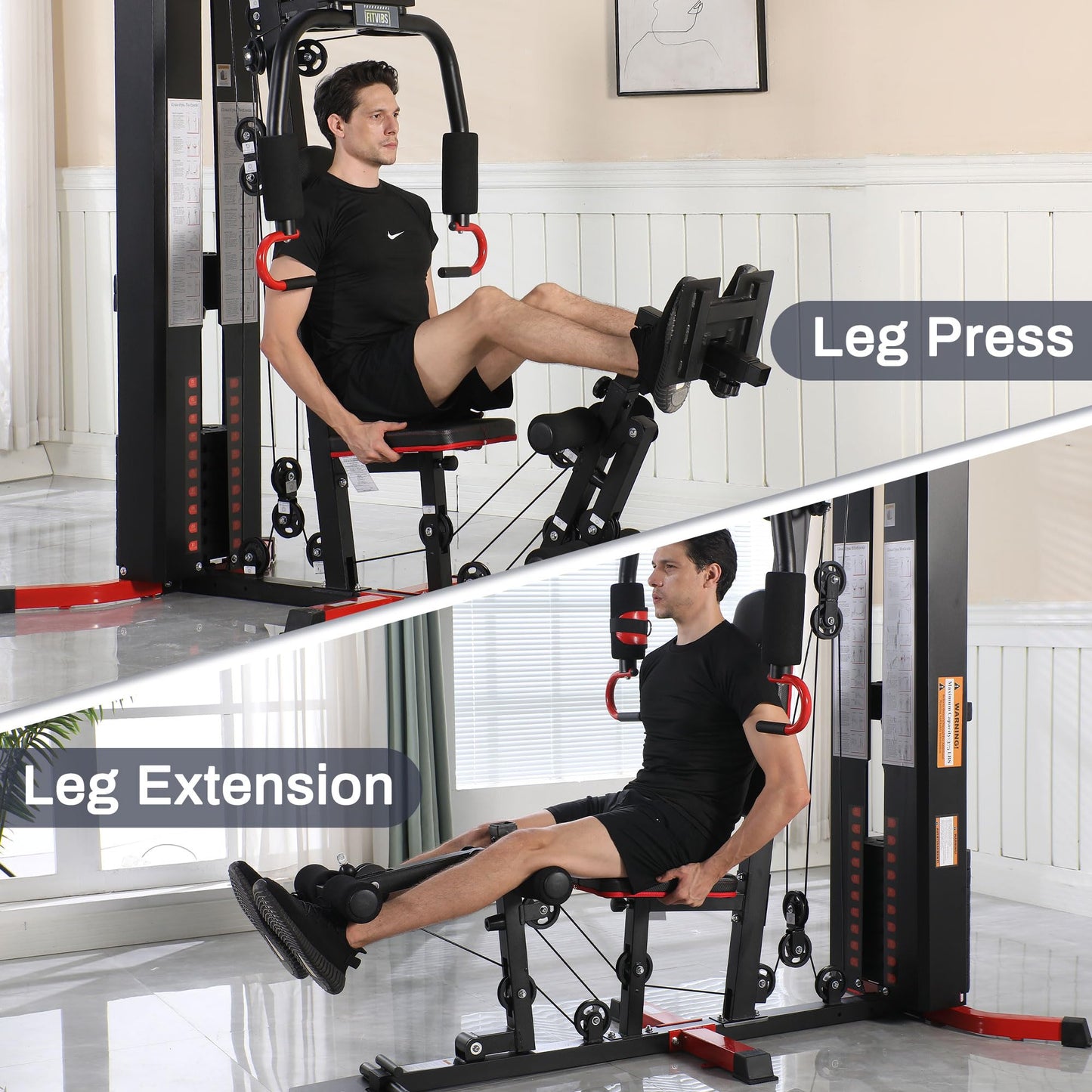 Fitvids Multifunctional Home Gym Equipment with 160 lbs Weight Stack, Full Body Workout Weight Machine with Mat, Strength Training Exercise Equipment with Pulley System & Leg Press, All-in-One Workout
