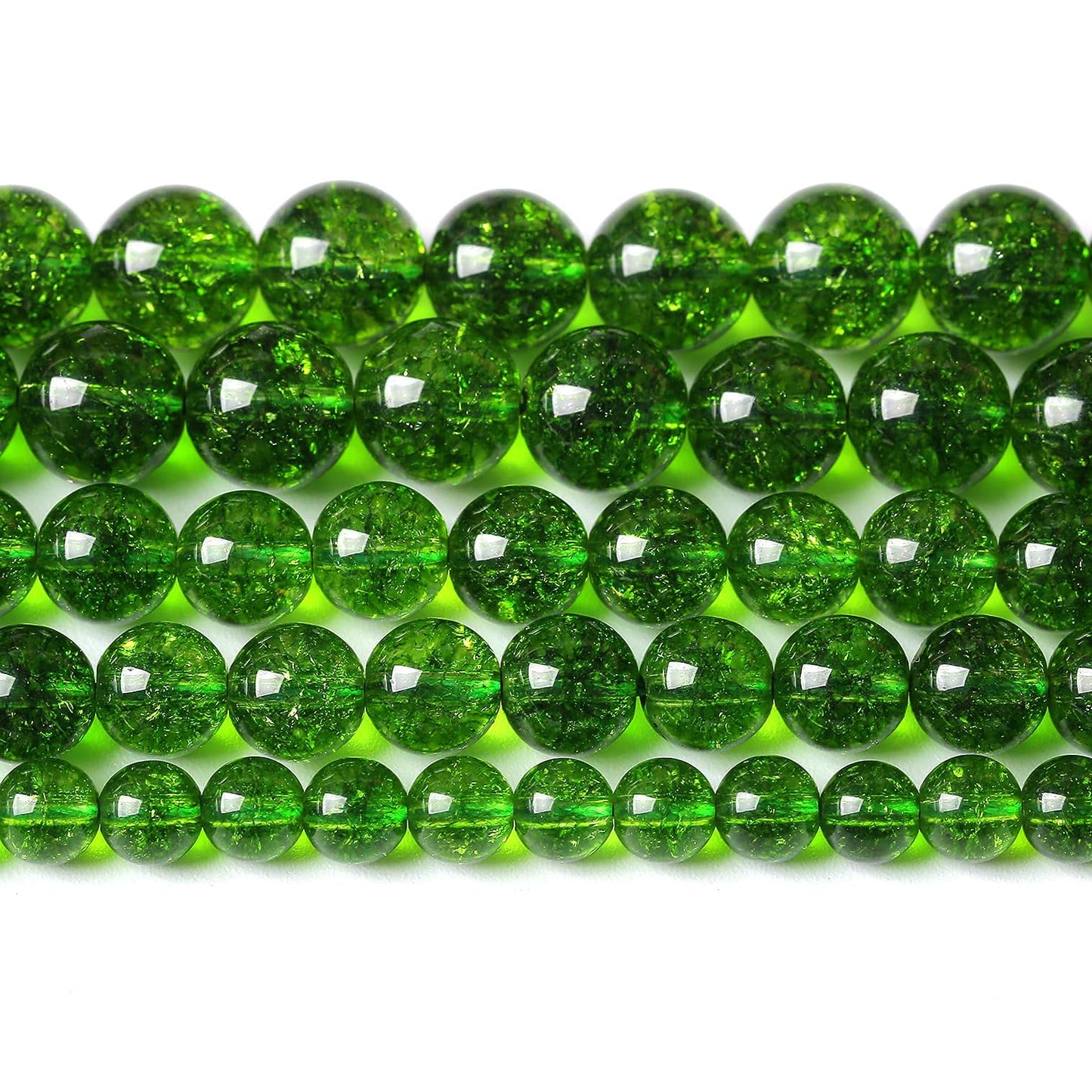 Natural Green Crystal Stone Beads for Jewelry Making DIY Bracelet Necklace Jewelry Making 1 Strand 15.5inch 35PCS 10MM