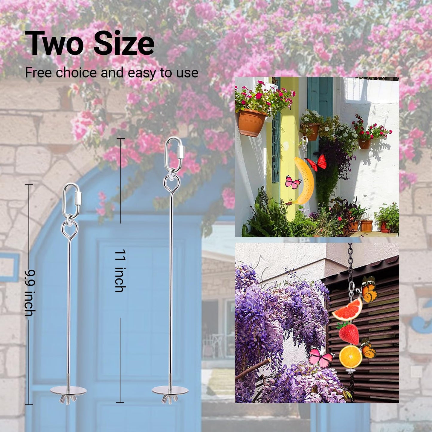3 Pack Butterfly Banana Feeder, Stainless Steel Outdoor Banana Holder Hanging Butterfly Feeder for Garden Backyard Tree Banana Hammock Attracts Butterflies Bees Birds