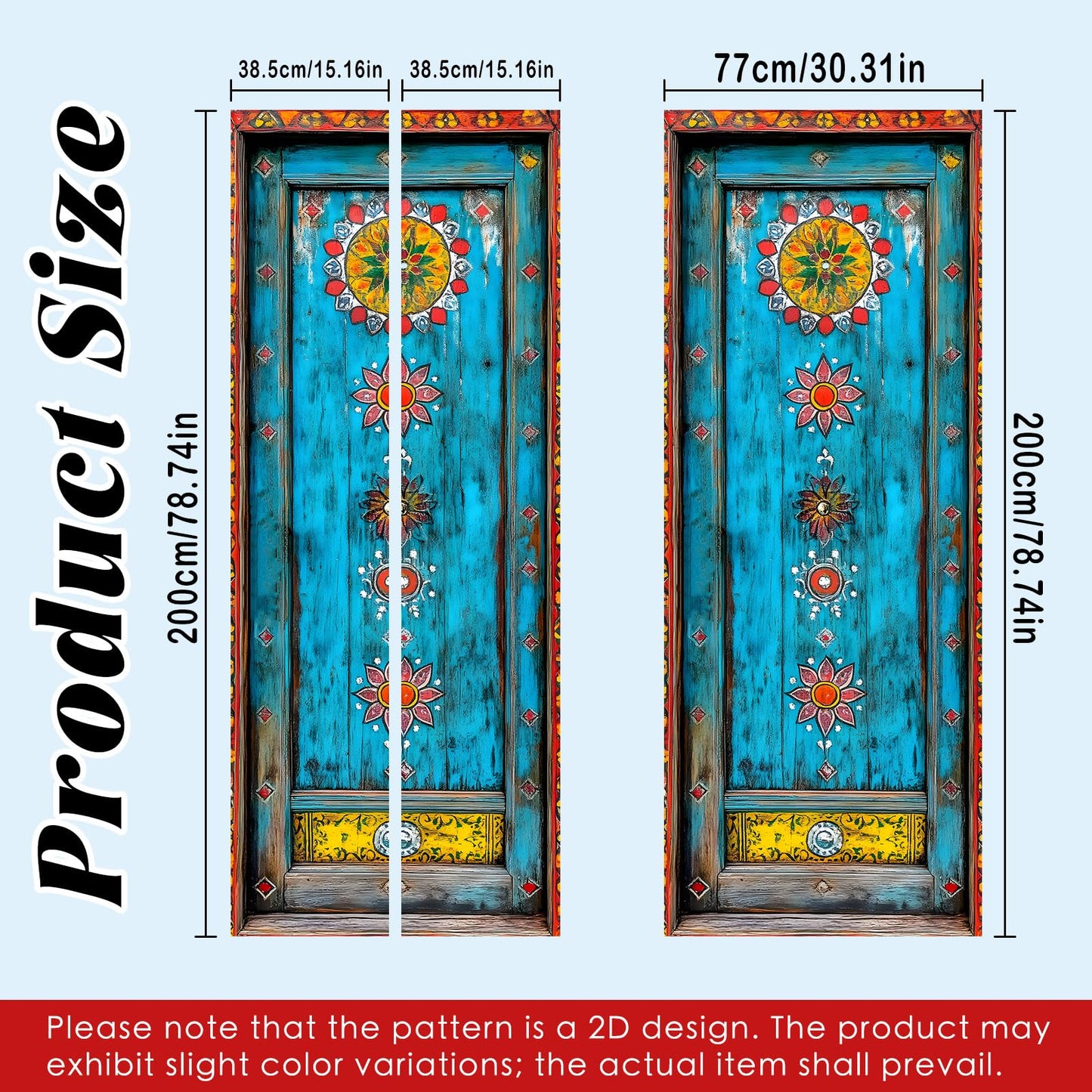 Nuxovilar Door Sticker Door Covers Decorative Stickers Peel and Stick Floral Pattern PVC 30.3x78.7 inches Decorative Stickers Peel and Stick Decor Home entryway Kitchen