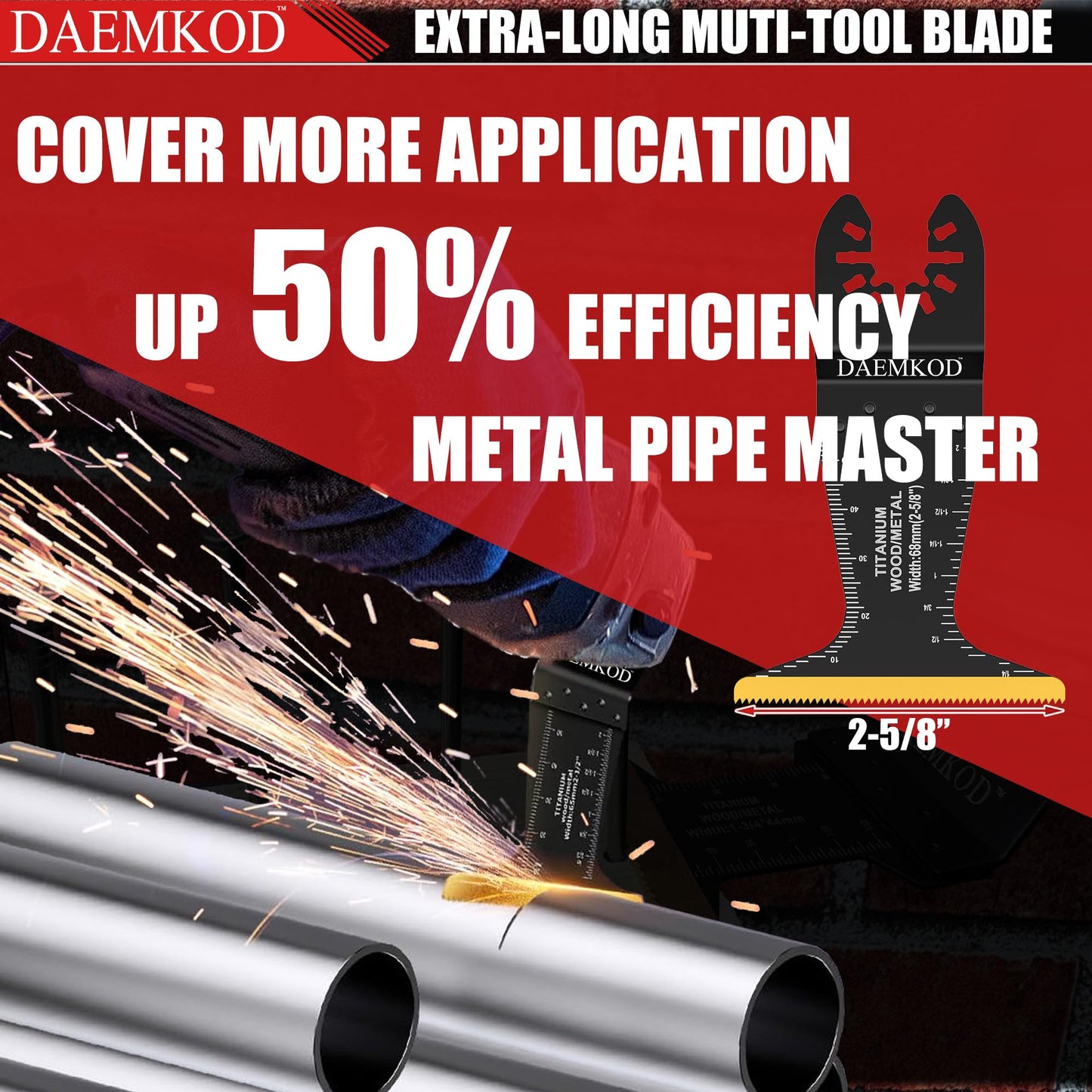DAEMKOD 30 Pack Titanium Oscillating Tool Blades Metal Cutting, Professional Saw Blades for Soft Metal Nails Hard Material and Wood Plastic, Multi Tool Blades Kits Fit Dewalt Bosch Ryobi Milwaukee