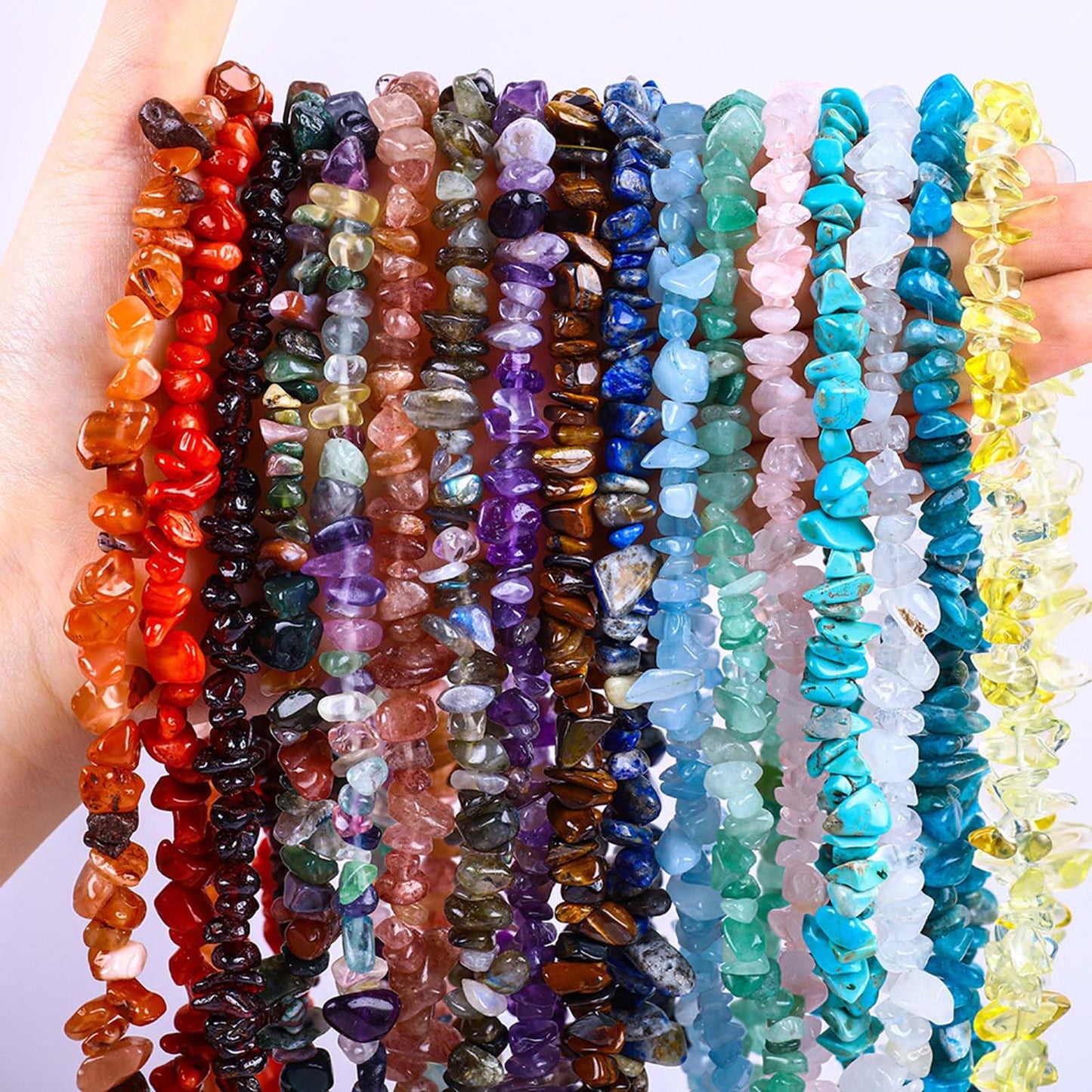 200pcs Natural Chip Stone Beads Gemstone Healing Crystal Loose Rocks Bead Irregular Glass Seed Charm Beads Drilled DIY for Jewelry Bracelet Necklace Earrings Making Crafting Supplies (Pinky, 5-8mm)