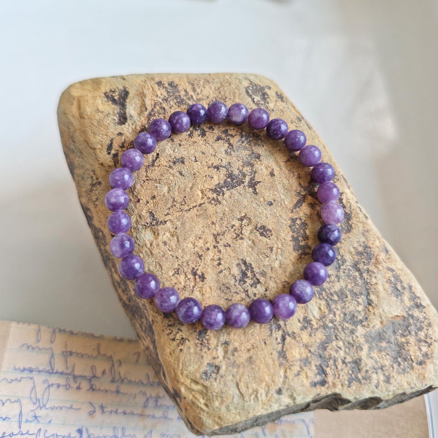 CHCCOYE 6mm Natural Healing Gemstone Bracelet Handmade Yoga Stretch Elastic Bracelet Stress Relief Crystal Jewelry for Men and Women (6mm, Purple Lepidolite)