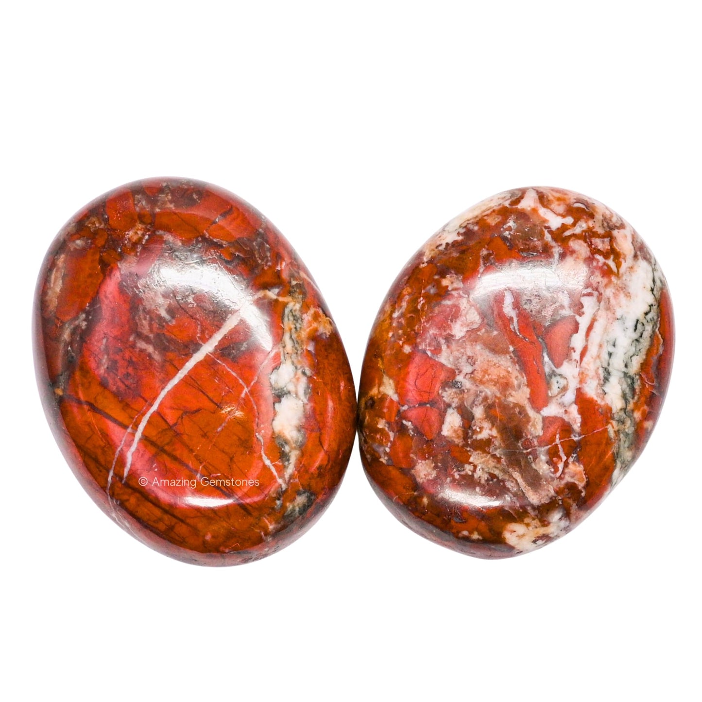 Brecciated Jasper Crystals and Healing Stones - Large Palm Stone Crystals Piedra - Crystal for Good Luck, Positive Energy, Meditation - Unique Stocking Stuffers and Birthday Gifts for Women, Men
