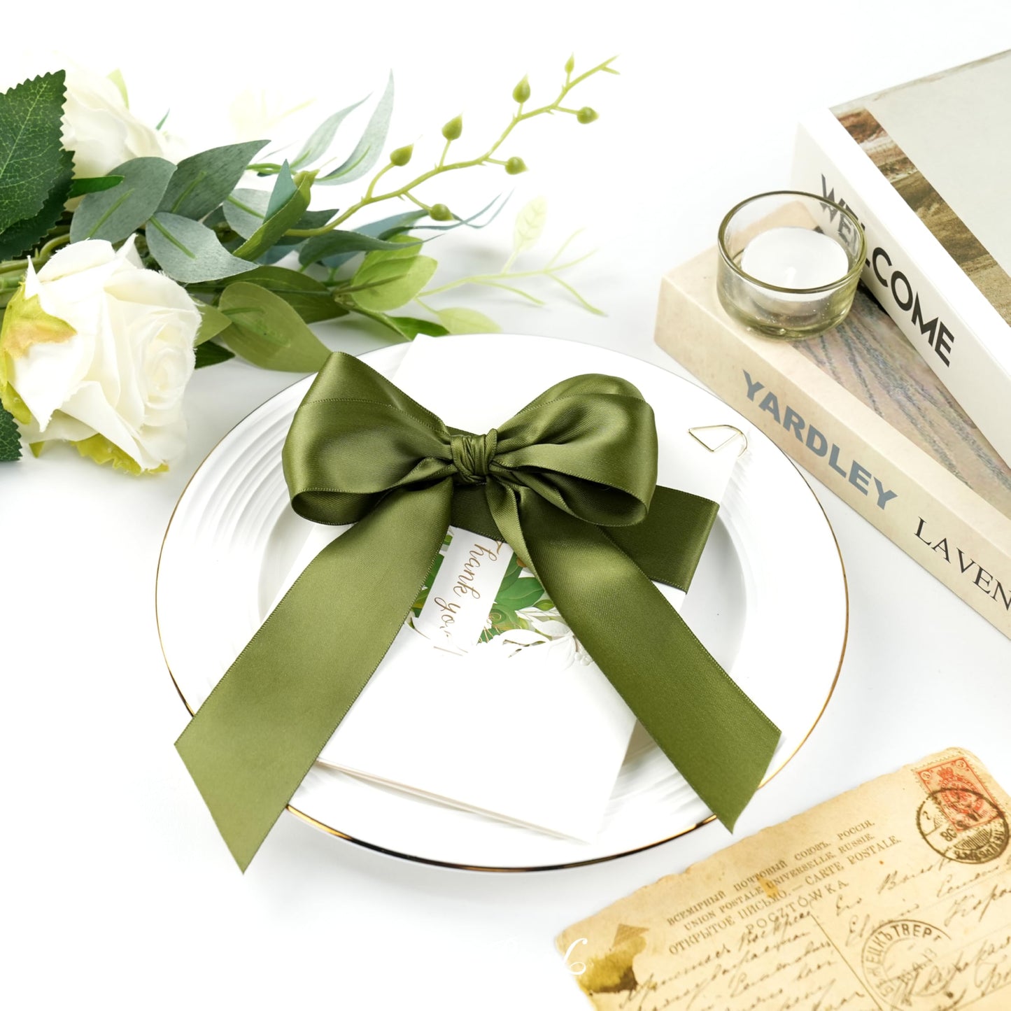 MAYREEL Moss Satin Ribbon 1.5 Inch Thick Double Faced Dark Green Ribbon for Crafts Gift Wrapping Wedding Decor Hair Bows Party Favor Flower Bouquets 25 Yards
