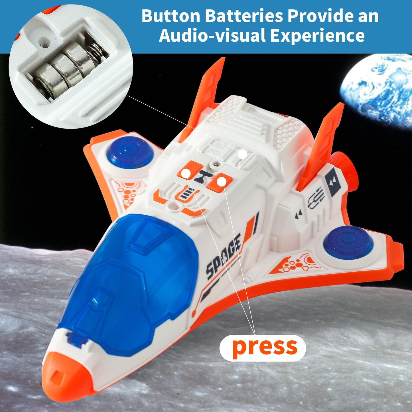 Wbzle Space Shuttle Toy for Kids 3-5, Rocket Ship Toy with Lights and Sound, Space Exploration Astronaut Toys Set, Airplane Toys for Kids Ages 4-8