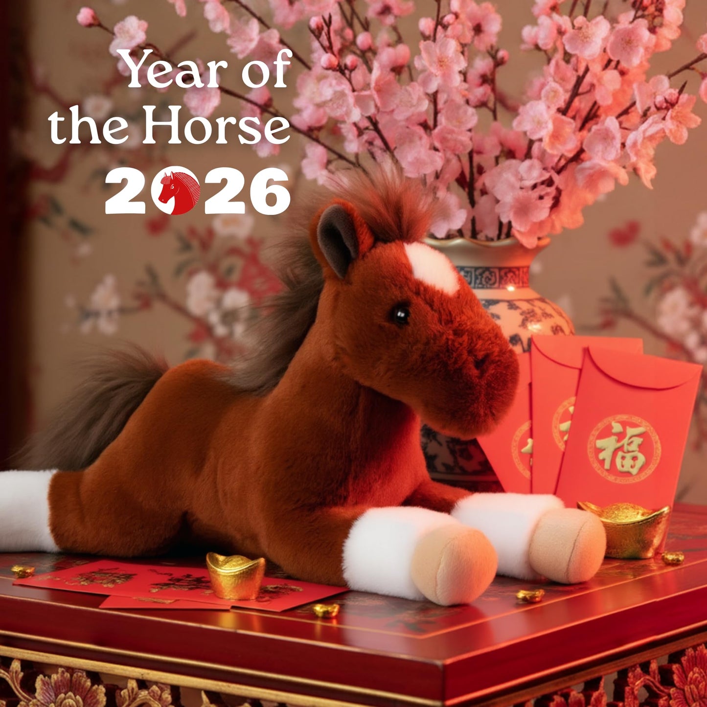 The Petting Zoo Floppy Chestnut Horse Stuffed Animal Plushie, Gifts for Kids, Wild Onez Barnyard Animals, Brown Horse Plush Toy, 16 inches