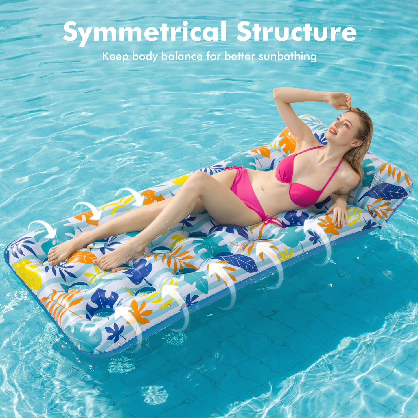 Stonful 2 Pack Inflatable Pool Float Mat, Giant Pool Floats Adult Size with Headrest, Lake Float Raft Water Lounger, Multi-Purpose Swimming Pool Floats for Pool Party, Summertime Beach, Outdoor