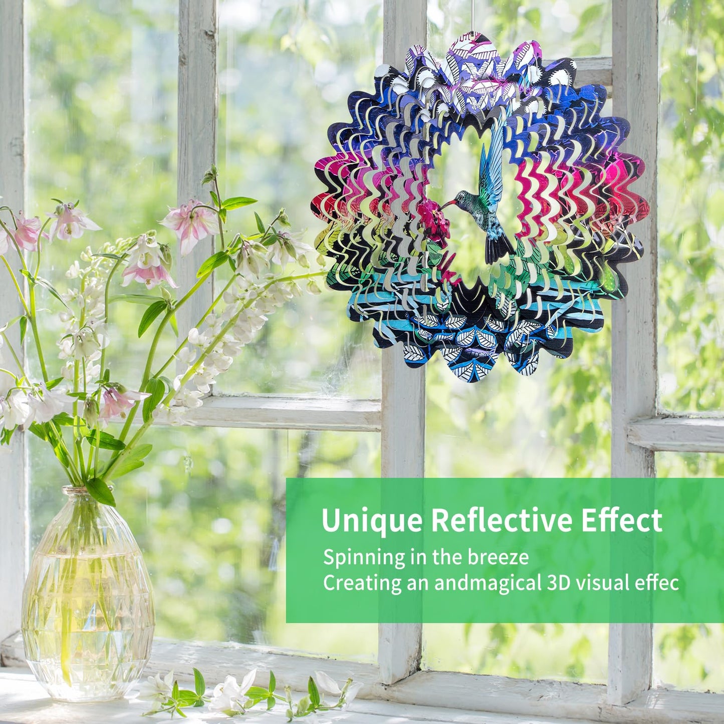Hummingbird Wind Spinner - 3D Kinetic Metal Wind Spinner - Garden & Yard Decor Outdoor/Indoor Decoration, Dynamic Art Hanging Sculpture for Women Mom Men, Dad, Grandma