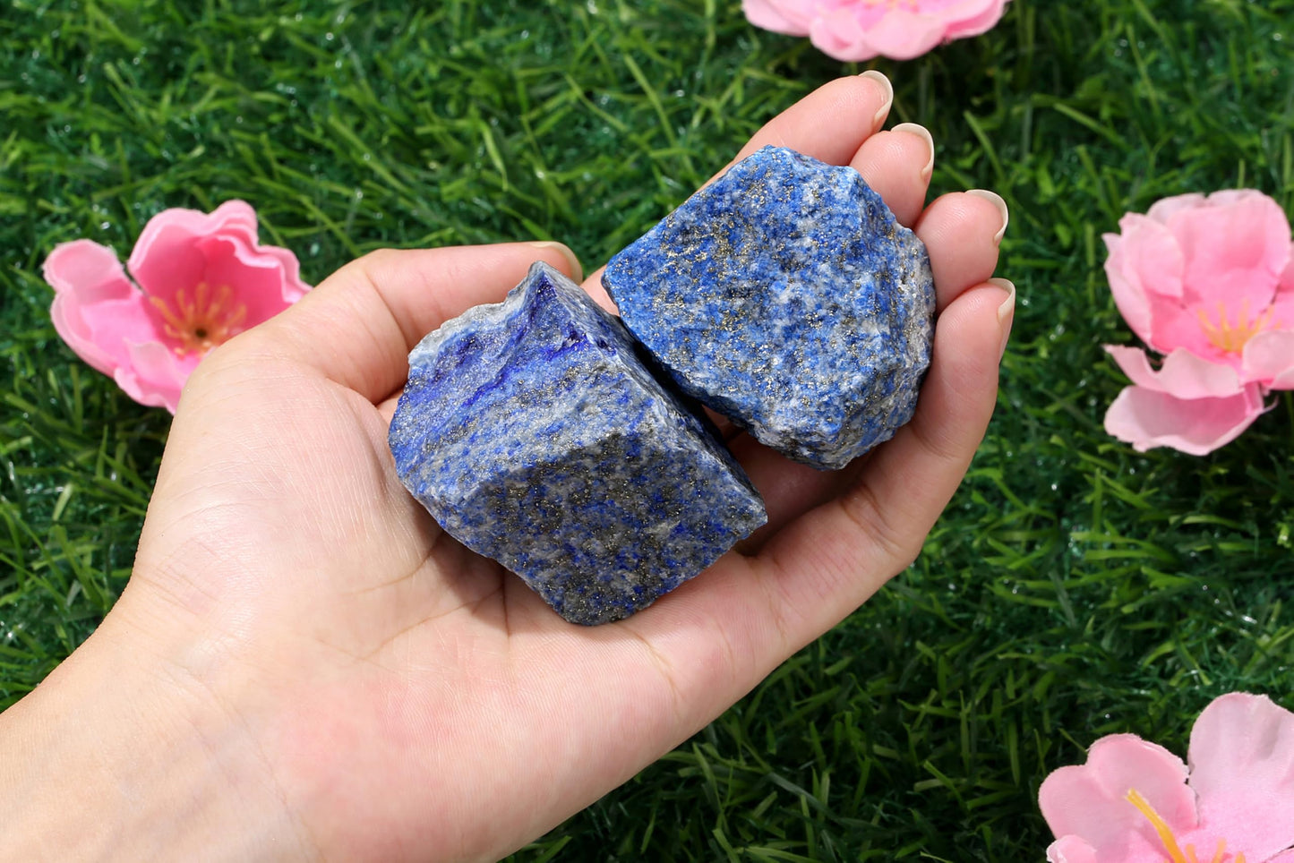 QINJIEJIE Lapis Lazuli 2PCS Natural Rough Crystal 1.8-2.2'' Rocks Bulk Large Healing Crystal Rocks Stones for Tumbling Cabbing Polishing Fountain Rocks DIY Decoration Gifts