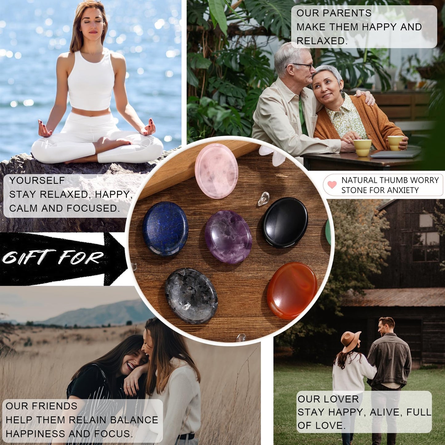 GolbalJew Carnelian Thumb Worry Stone for Anxiety Healing Crystals Sets, Hand Carved Crystals and Healing Stones, Meditation Crystal Reiki Natural Relax Palm Stone for Anxiety Therapy Relief