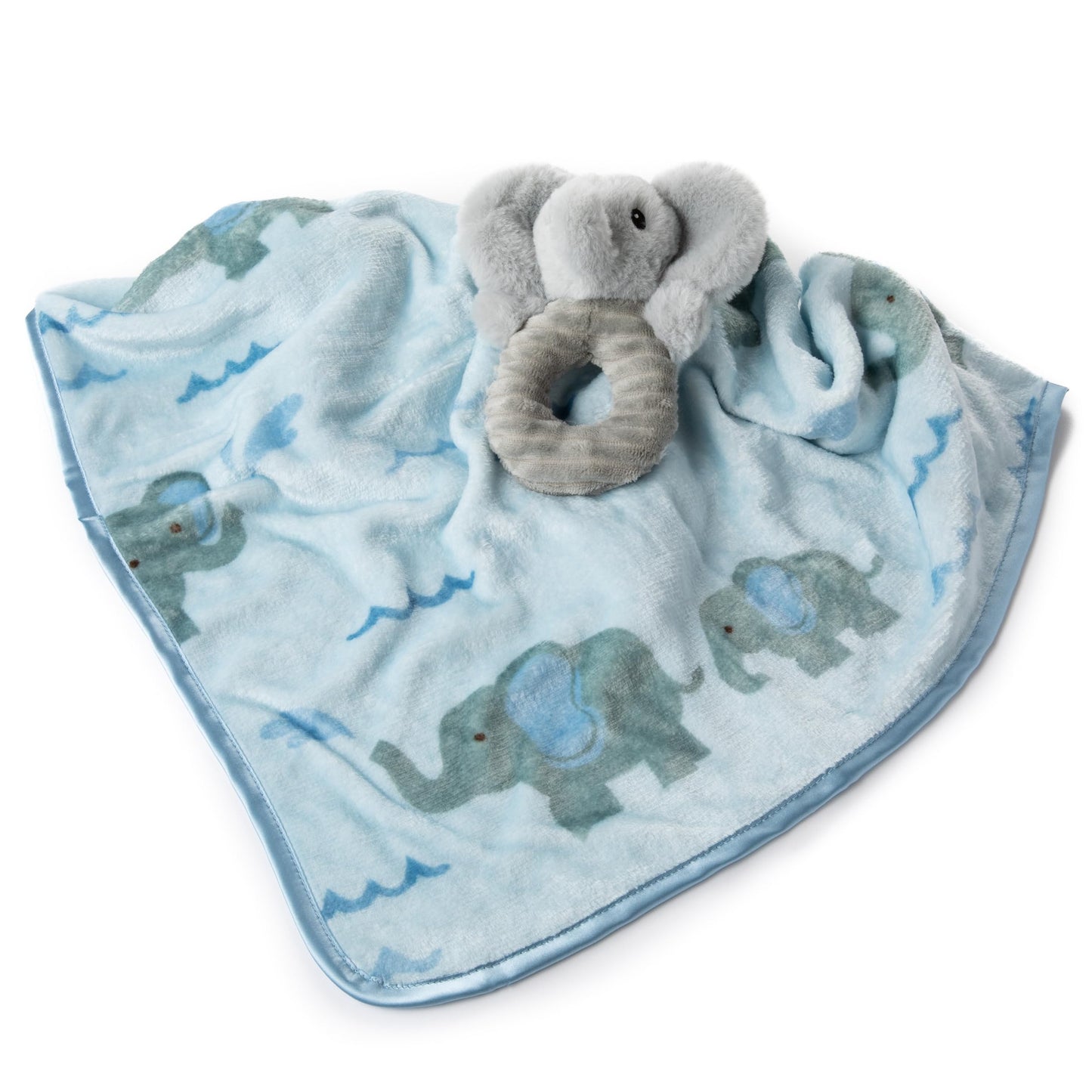 The Petting Zoo Elephant Stuffed Animal Plushie Blanket and Rattle, Gifts for Kids, Bumblez Animals, Grey Elephant Plush Toy, 30 inches