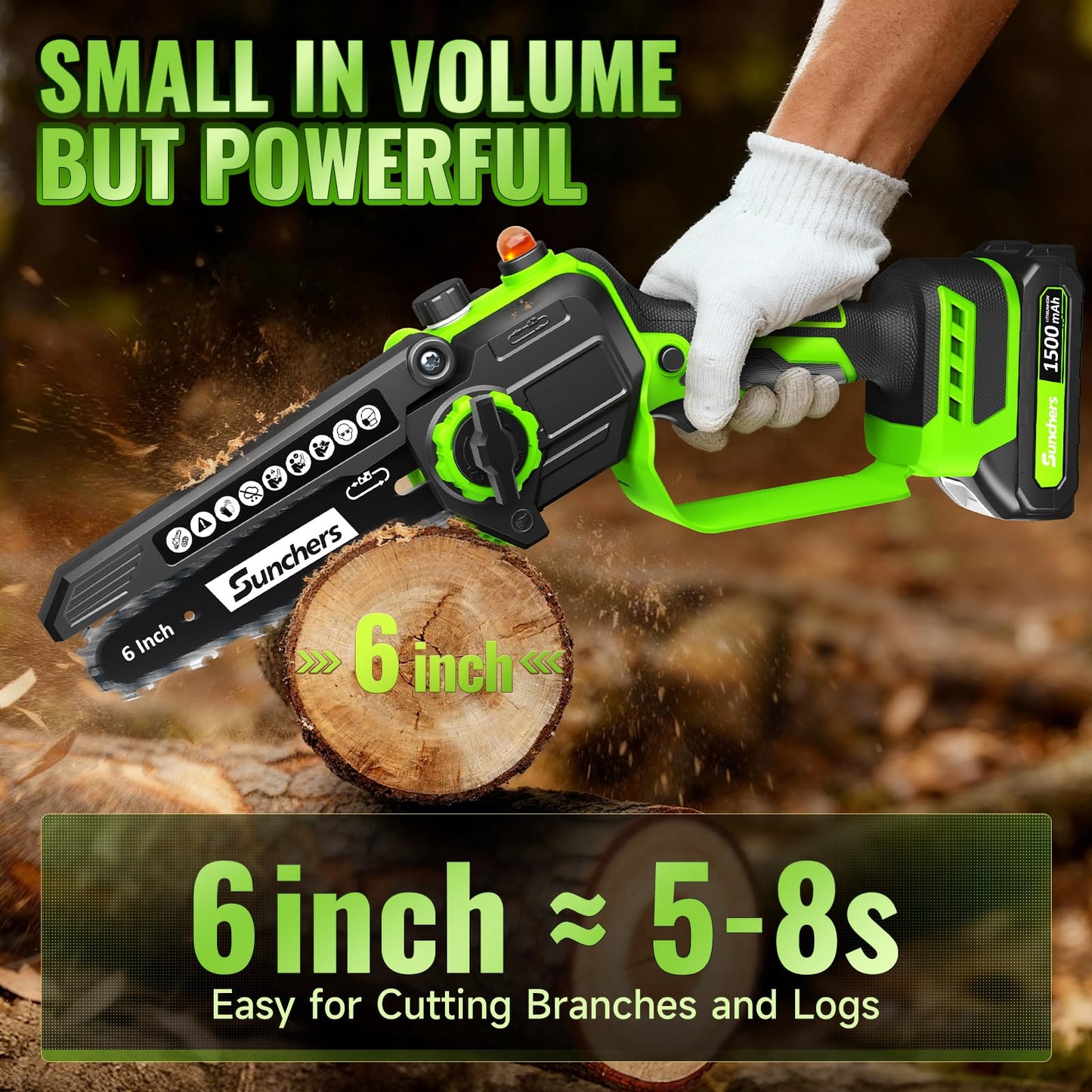 Mini Chainsaw Cordless, 6 Inch Electric Chainsaw with 2 Battery, Handheld Battery Powered Chain Saw with Auto Oiler, Garden Tools Saw for Wood Cutting Tree Cutter, Holiday Gifts for Men, Dad, Husband