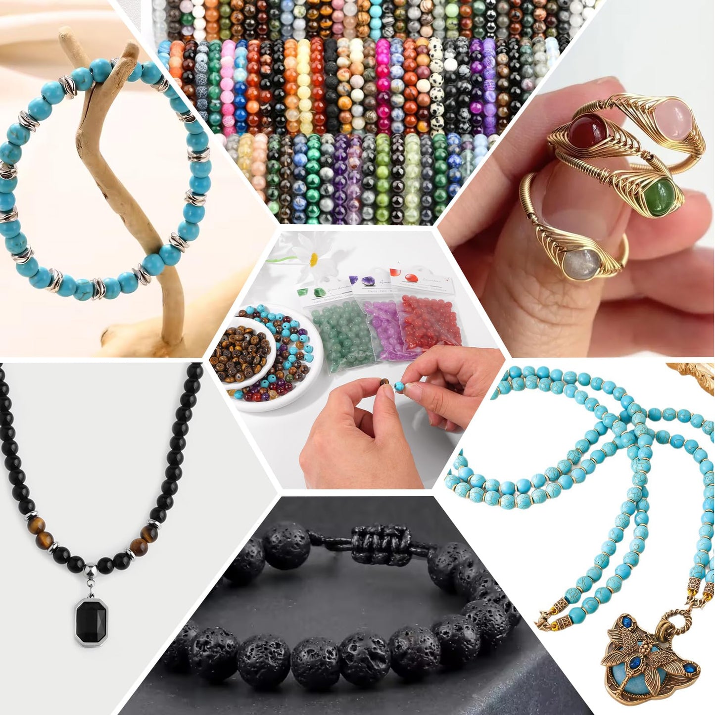 Raicegs 100pcs 8mm Clear Quartz Beads Natural Gemstone Beads Round Loose Beads for Jewelry Making DIY Bracelets Necklace