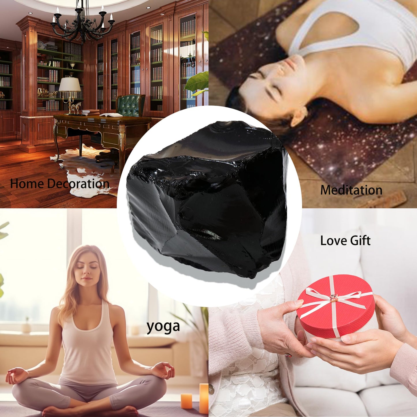 Apengshi 1.2-2'' Obsidian Raw Stone Natural Crystal Healing Crystal and Stone Rough Rocks for Fountain Home Garden Decor Meditation