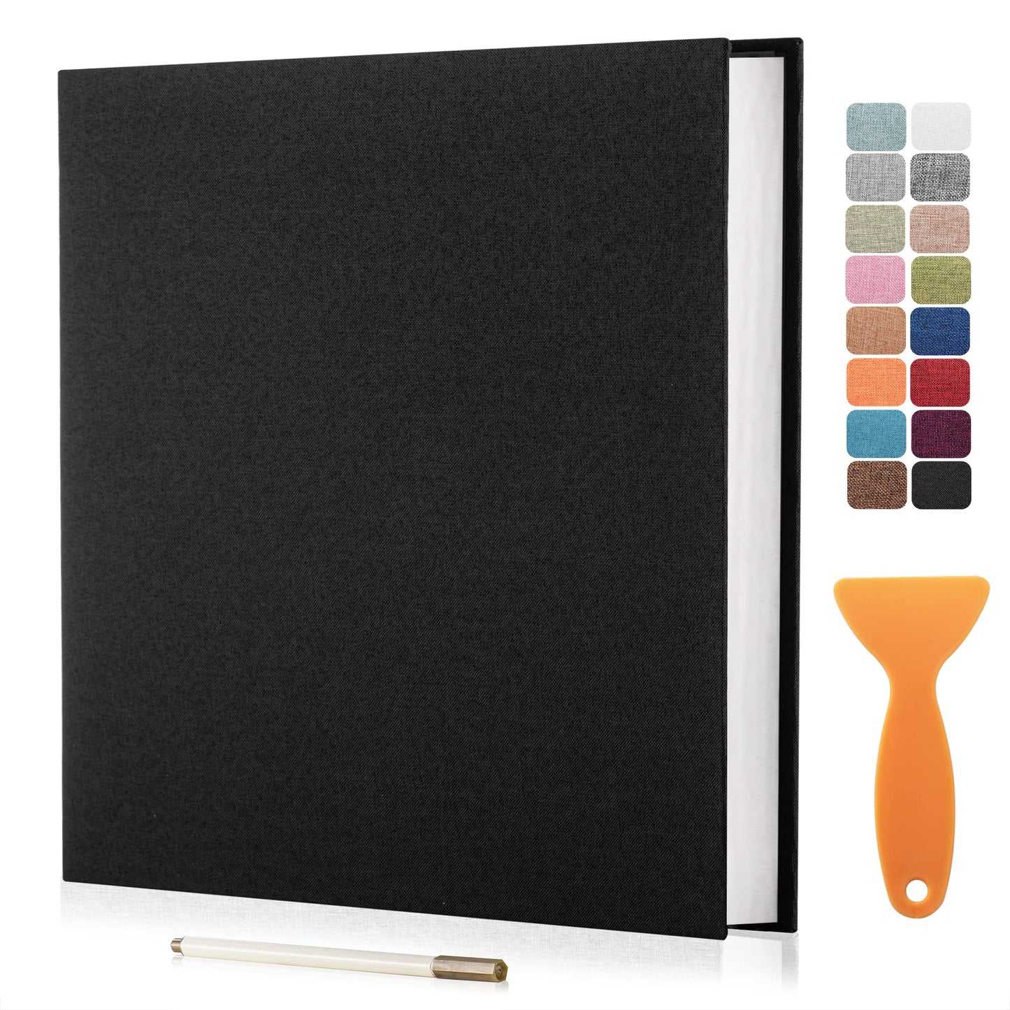 Large Photo Album Self Adhesive Scrapbook Album for 4×6 5×7 8×10 Pictures DIY Magnetic Linen Cover Album 40 Pages for Family Wedding Gifts with Metal Pen and Plastic
