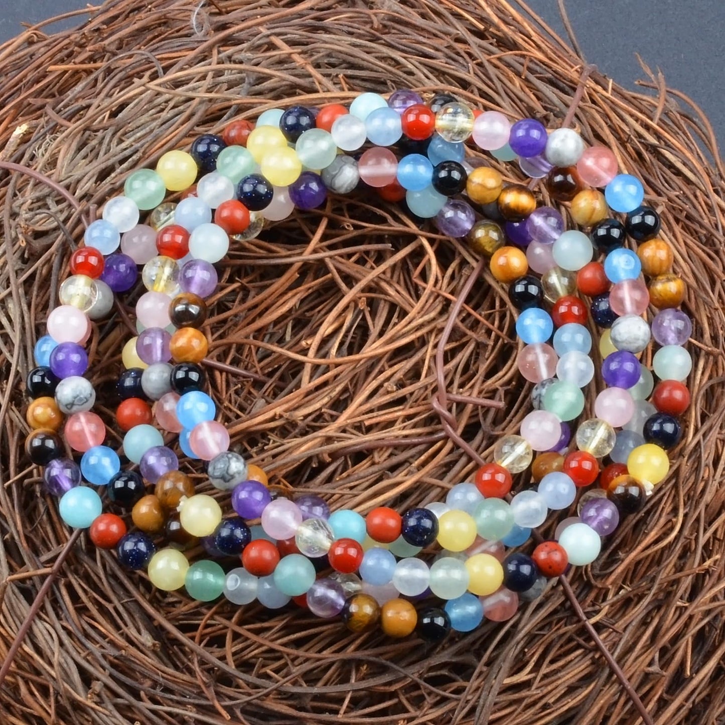 MASSIVE BEADS 18 Materials - Purifying and Healing Handmade Handmade Yoga Stretch Elastic Bracelet Natural Stone Crystal Healing Power Energy Gifts for Unisex Adult 4mm
