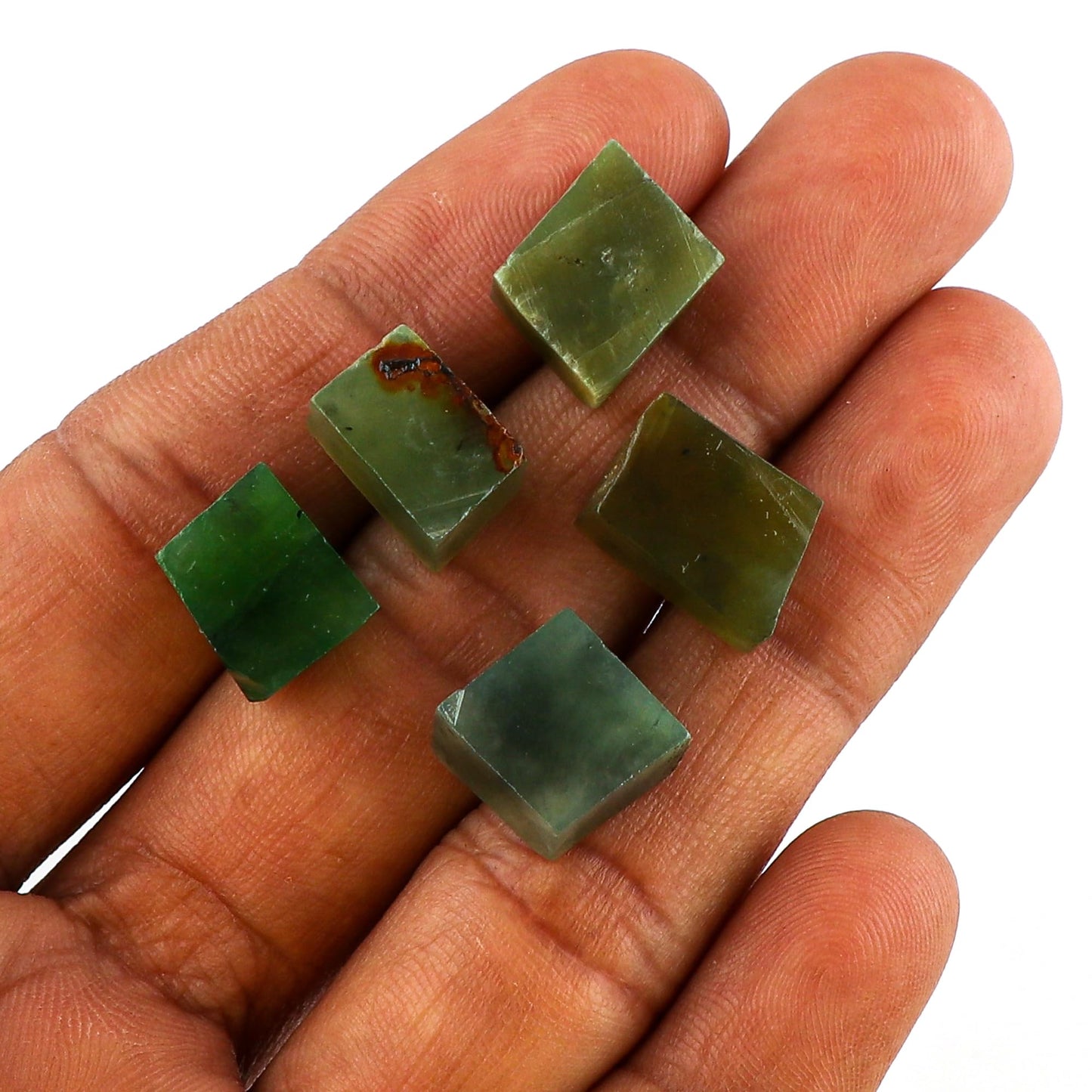 CRYSTALINES 5pcs Wholesale Natural Raw Green Jade Gemstone, Untreated Rough Stone, Bulk Loose Supplies, DIY Crafts, Jewelry Making, Chakra Healing Crystals, Wire Wrap, Gem Collection, AAA Grade