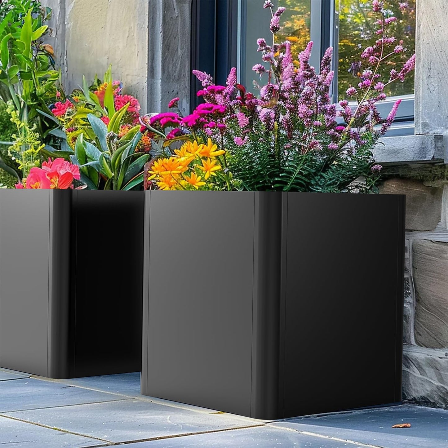 Gardenaire Large Metal Square Planter 26" L x 26" W x 26" H,Steel Planters for Outdoor Plants,Cube Planters for Outdoor Porch,Patio,Garden