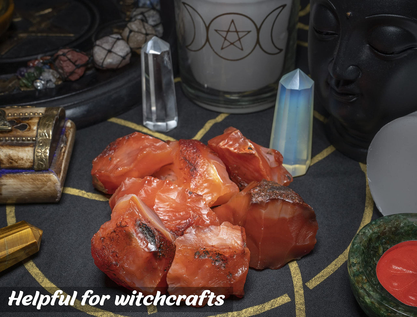 Crocon 1LB Carnelian Rough Bulk Natural Stone Raw Stone Tumbling Cabbing Polishing Mining Chakra Balancing Reiki and Crystal Healing Good Luck Home Office Decor