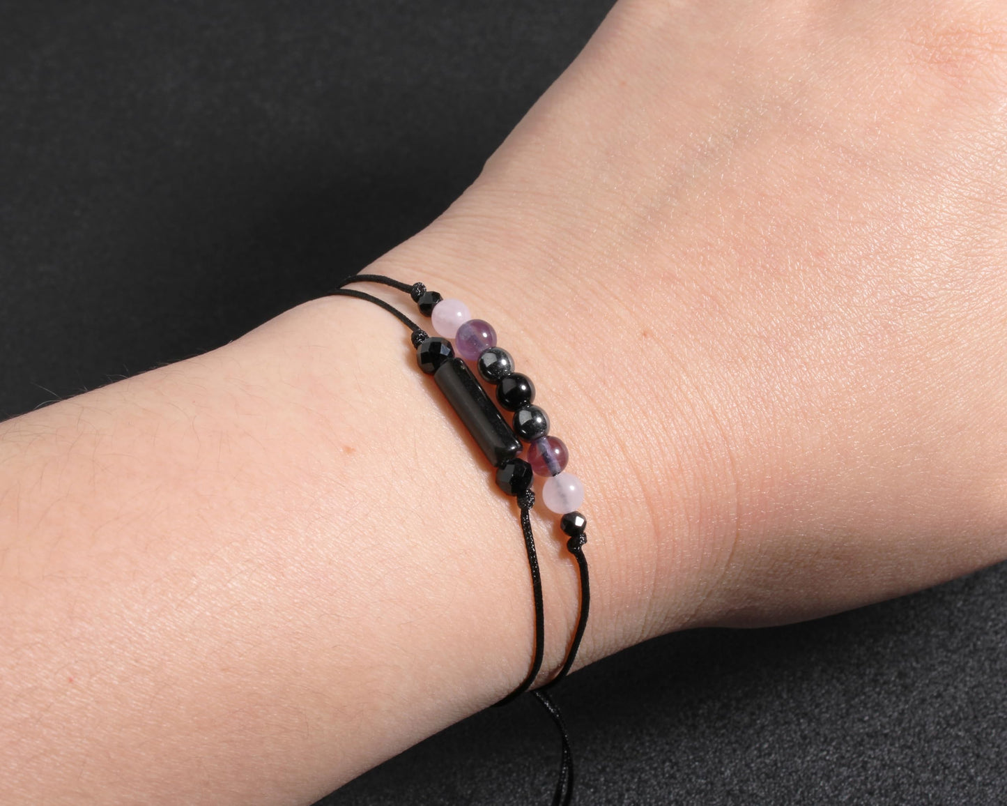 QqzsJewls Empath Protection Bracelets for Women Men, Energy Protection Gifts, Natural Healing Crystal Beads Bracelets, Tourmaline Obsidian Rose Quartz Amethyst Anxiety Relief Jewelry for Her Him