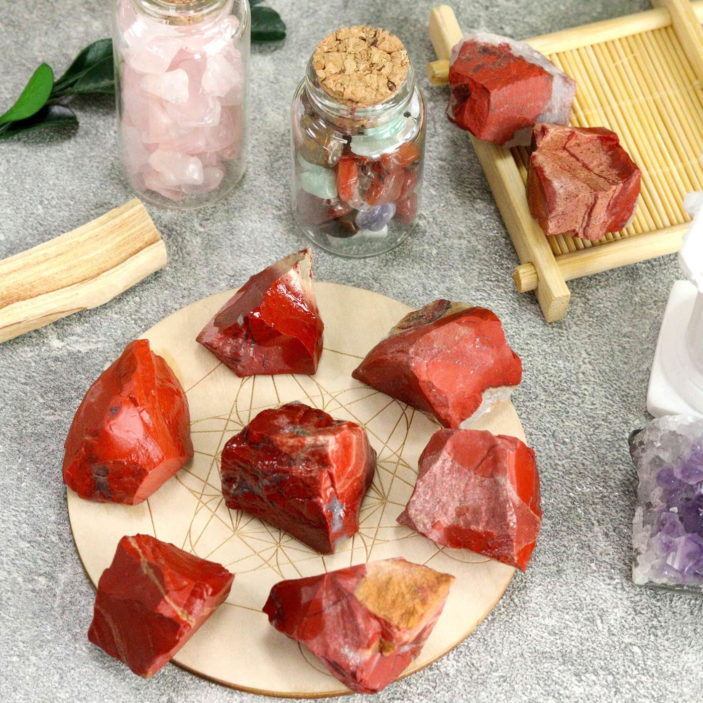 YATOJUZI Red Jasper 1lb Bulk Natural Healing Crystals Raw Rough Rocks Stones Sets for Cabbing Tumbling Cutting Lapidary Polishing Reiki Crytsal Healing Wire Wrapping Decoration Gemstone