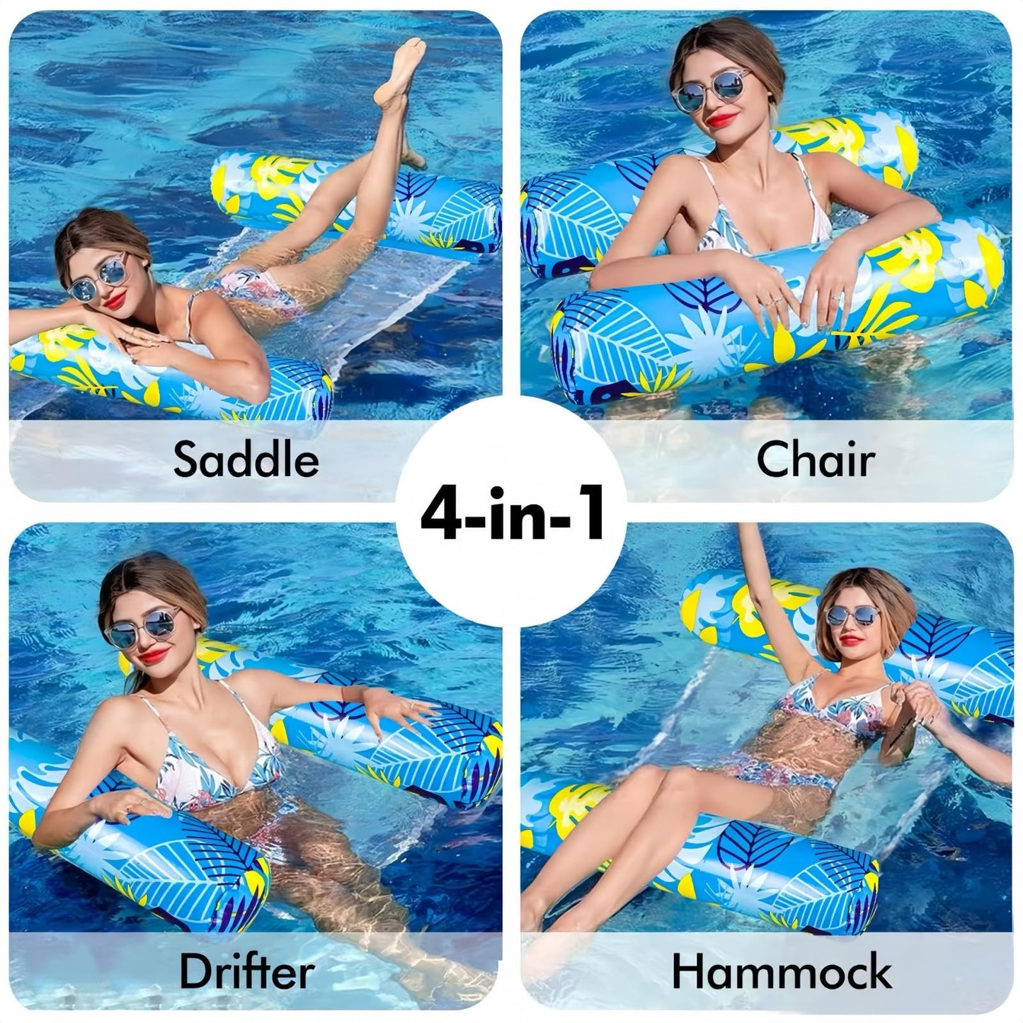 CLPCLP Inflatable Pool Floats Adult，5 Pack Multi-Purpose Pool Float Water Hammock，Pool Float Chair-Swimming Pool Raft，Pool Hammock Floaties for Adults Beach Vacation Essentials