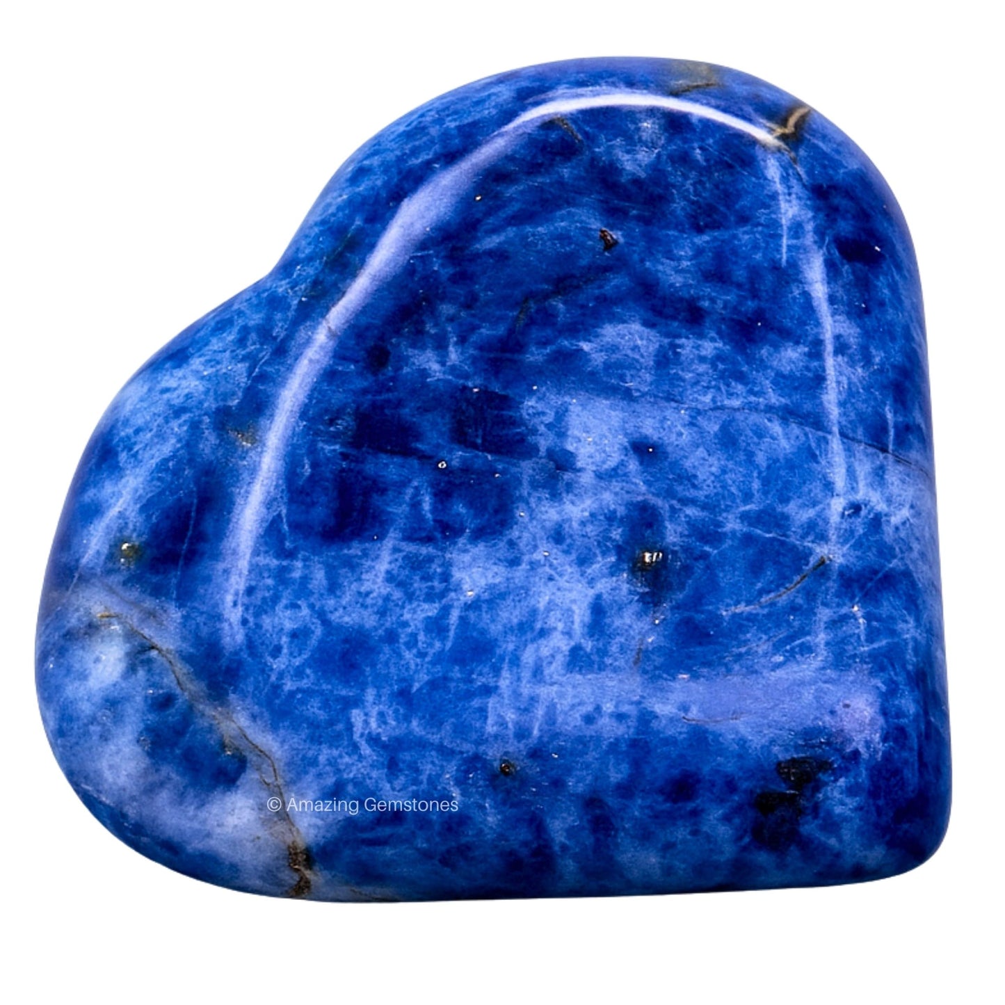 Amazing Gemstone Sodalite Stone Heart - Pack of 2 Crystal Heart Stones Rocks - Corazones De Piedra Crystals and Healing Stones Heart Shaped Crystal - Stocking Stuffers Gifts