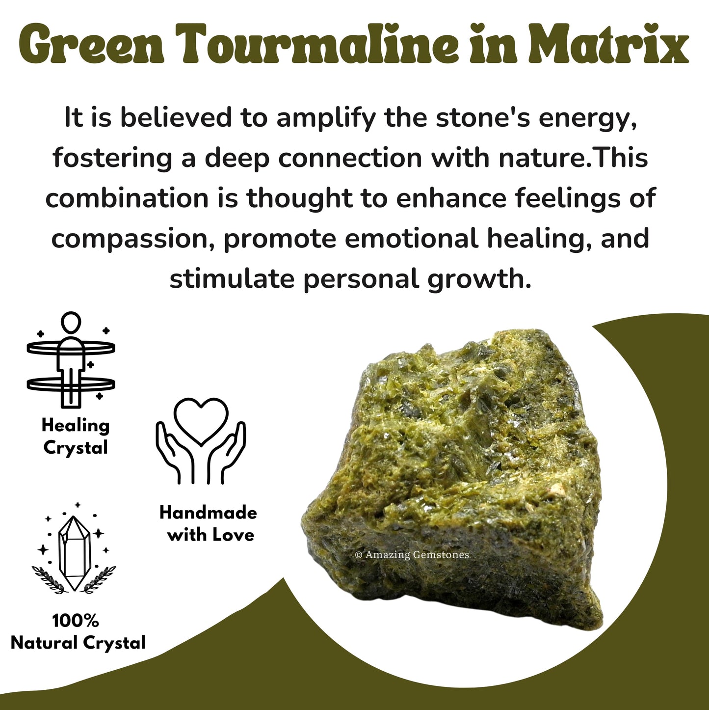 Amazing Gemstone Green Tourmaline with Matrix Raw Crystals and Healing Stones, Natural Rocks For Tumbling - DIY Raw Stones And Crystals (1 Piece)