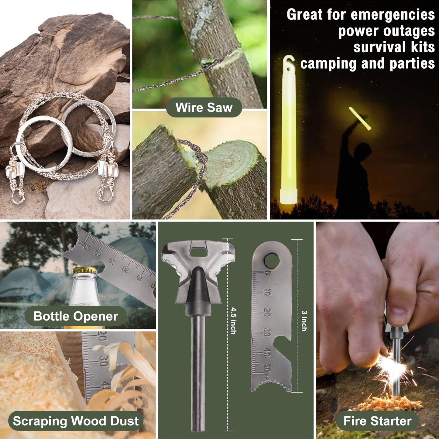 Gifts for Men, Teen Boy, Dad, Husband, Boyfriend, Brother. 20-in-1 Adventure Survival Kits - Camping Hiking Essential Gear and Wilderness Adventures Disaster Prepasredness Kit