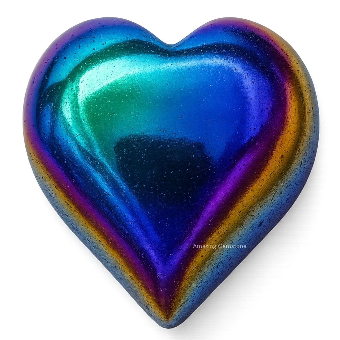 Amazing Gemstone Titanium Aura Quartz Crystal Heart Palm Stone - Pocket Massage Worry Stone for Natural Body Chakra Balancing, Reiki Healing and Crystal Grid