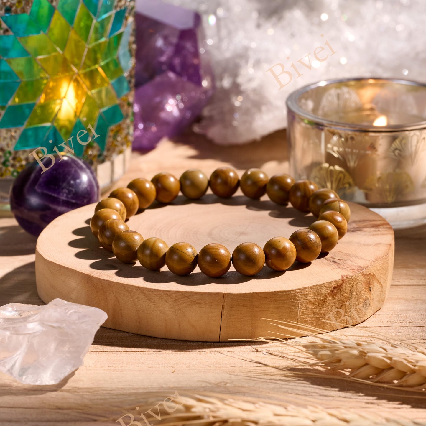 Wood Grain Jasper-Steady Growth-8mm Beaded Bracelets for Women Handmade Semi Precious Natural Stone Stretch Elastic Jewelry Yoga Protection Gifts