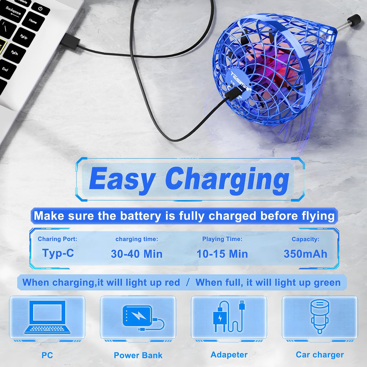 Titenmaoyi Flying Bouncing Toys - Flying Orb Ball Cool Toys for Kids Boys Girls 6-8 8-10 10-12 12-14 - Toss and Catch LED Shuttlecock - Sports Gifts for Boys Girls Teens