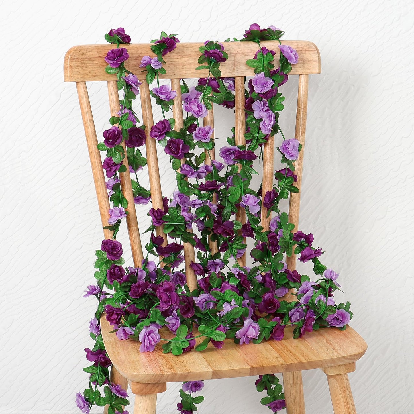 KHOYIME 9 Pack 72 FT Artificial Flower Garland, Fake Purple Roses Vines Silk Flowers Faux Plastic Outdoor Hanging Floral Ivy Garland Decoration for Wedding Arch Bedroom Home Wall Backdrop Room Decor