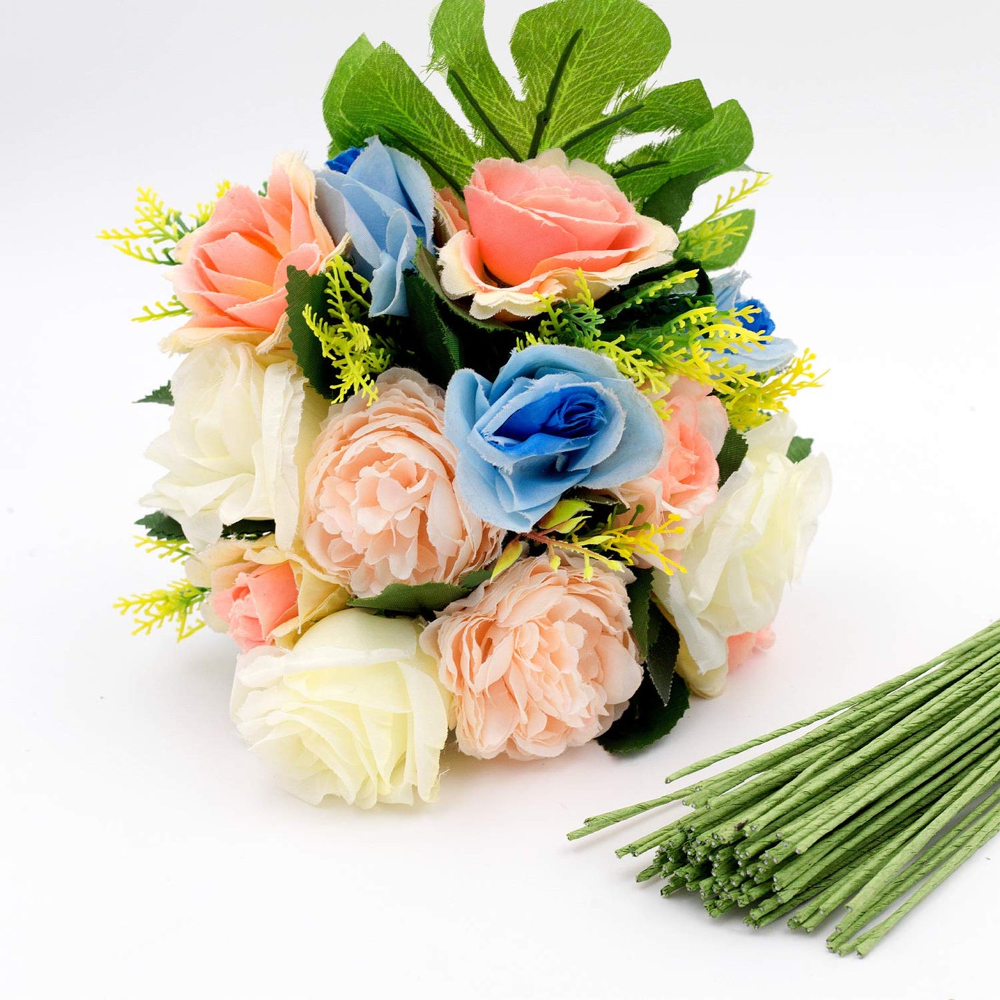 KINJOEK 400 Counts 16 Inch Floral Wire,14 Gauge Floral Stem Wire for DIY Floral Arrangements and Decorations