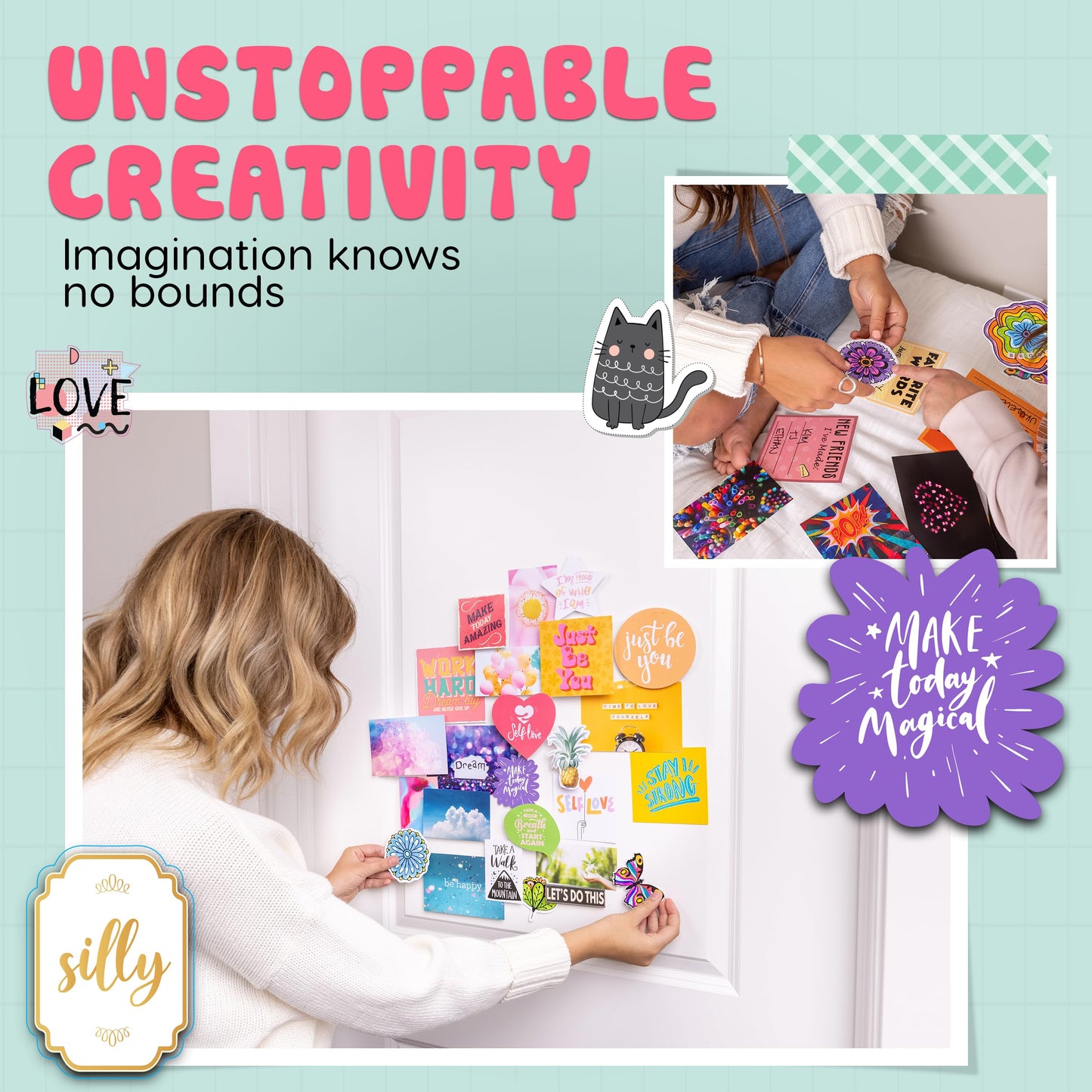 Hapinest DIY Wall Collage Kit for Tween and Teen Girls, Gifts for Ages 10 11 12 13 14 Years Old and Up Cute Trendy Bedroom Room Décor