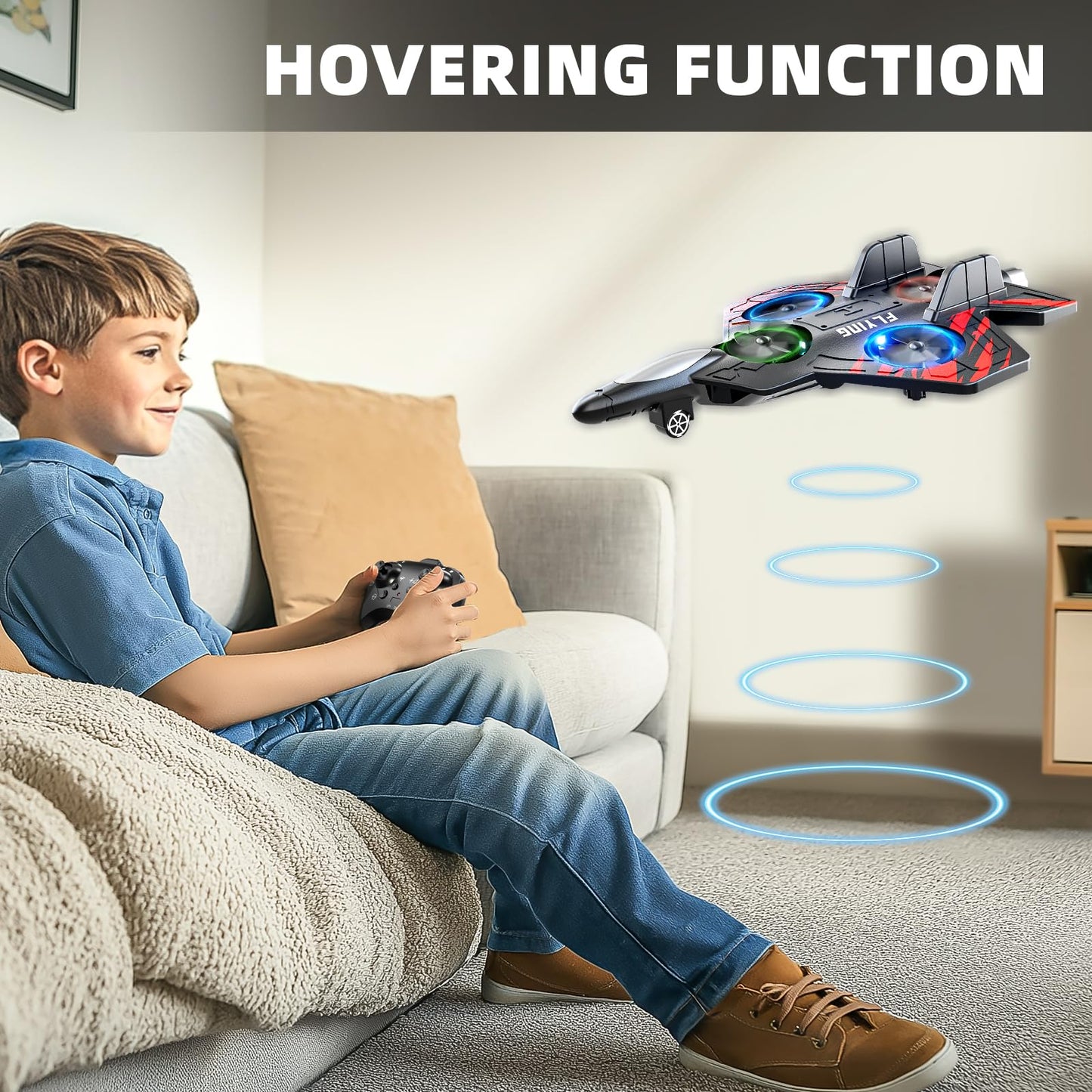 MSKOLER Foam Remote Control Airplane for Kids 8-12, RC Plane with Colorful Lights, RC Airplanes with 360°Flip and Stunt Roll, Airplane Toy RC Helicopter Gift for Boys Girls 8 9 10 11 12 and Adults