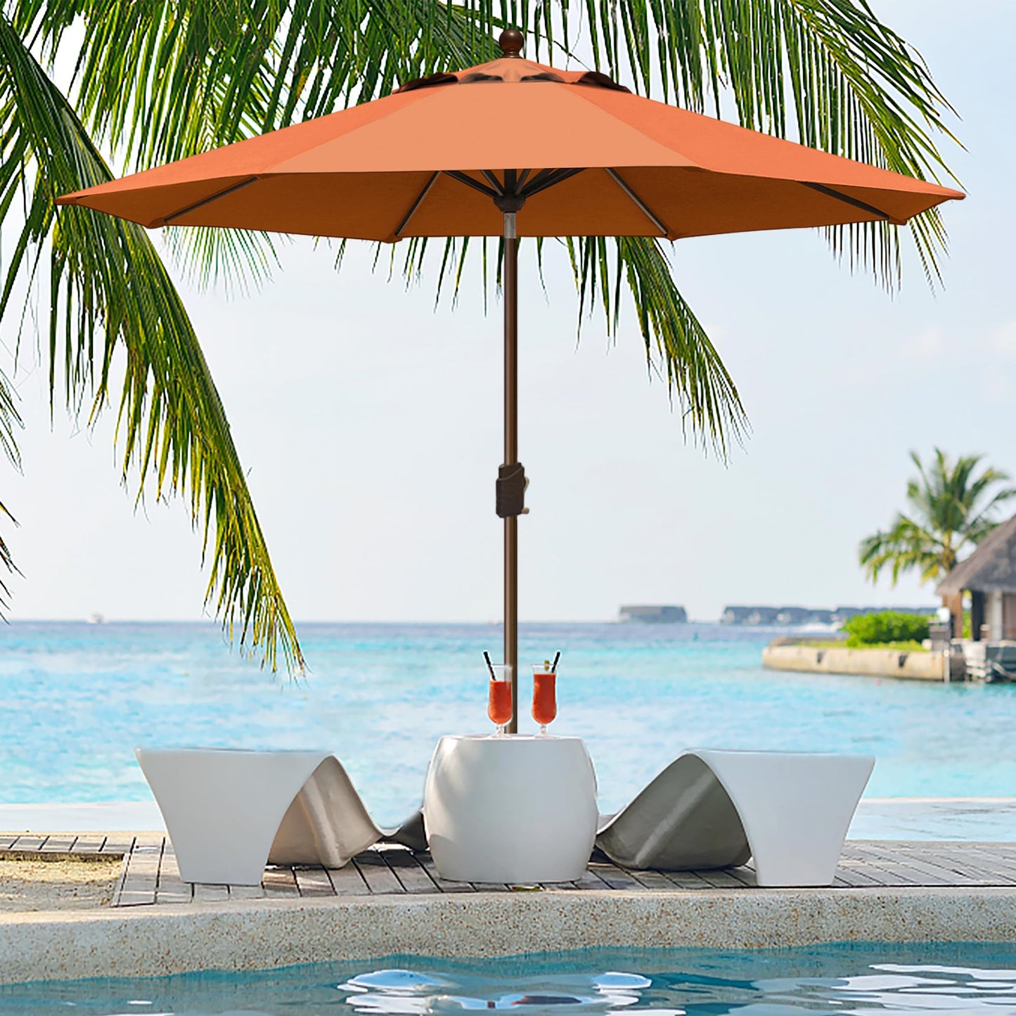 EliteShade USA 10-Year-Non-Fading 9Ft Market Patio Umbrella, UPF 50+ UV Protection Performance Sun Umbrella, Heavy Duty Commercial Grade Outdoor Table Umbrella with Crank & Tilt, Windproof Vented Top for Garden, Pool, Deck and Outdoor Playsets, Rust