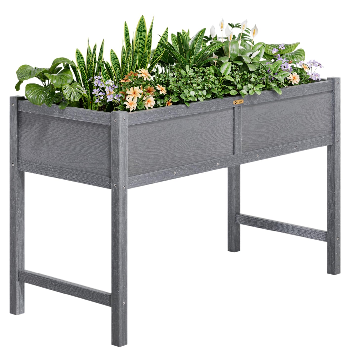 TT Nature HDPE Raised Garden Bed with Legs, 47x22x30 inch Outdoor Elevated Planter Box for Vegetables, Herbs & Flowers, Weather-Resistant Raised Garden Beds for Patio, Balcony & Backyard Gardening