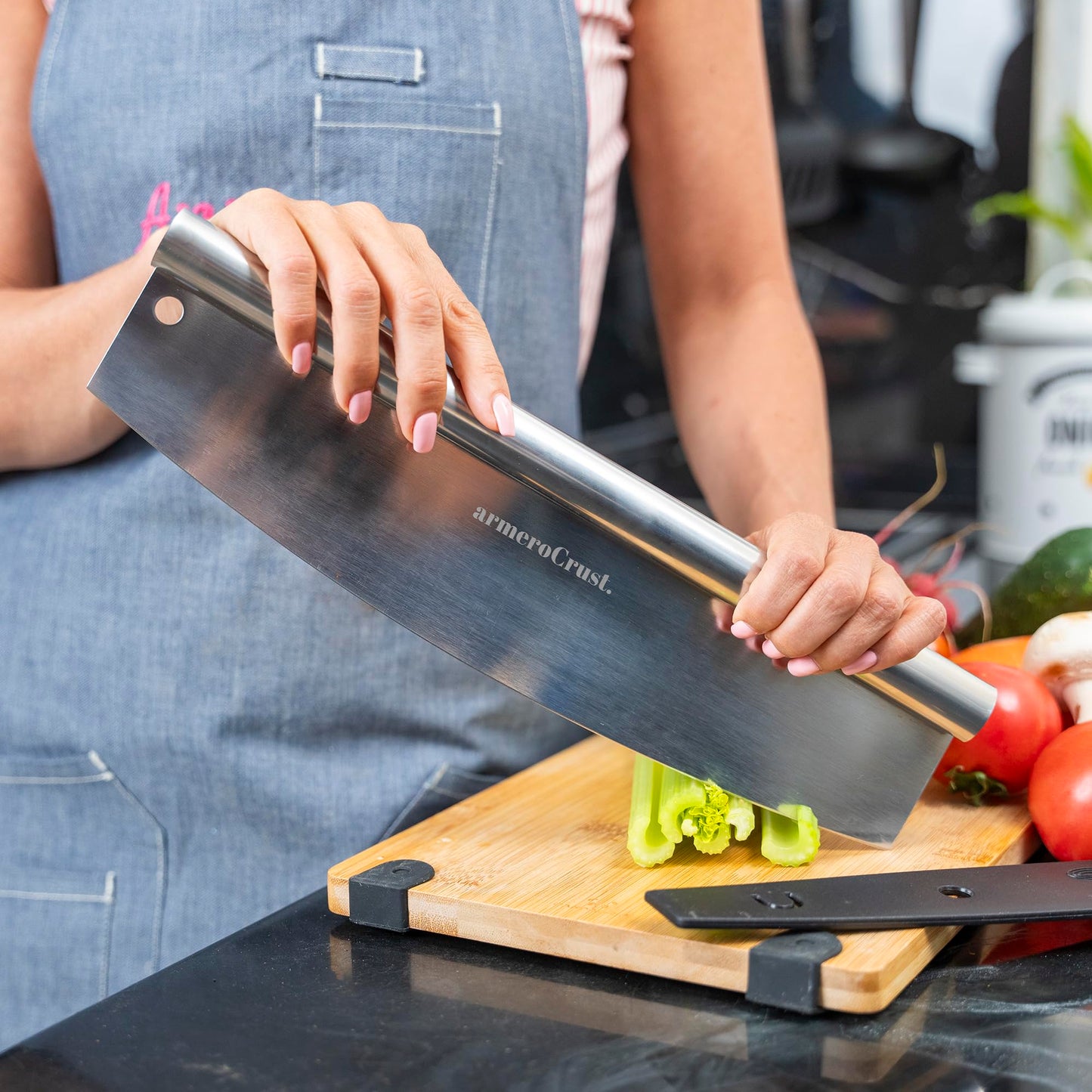 armeroCrust 13.8 Inch Pizza Cutter Rocker Blade - Easy Slicing - Premium Finish Pizza Slicer with Time Saving Pizza Cutter Rocker Design