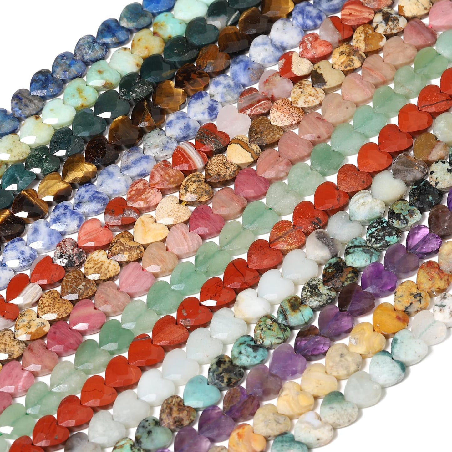 Nitopupu 22pcs Faceted Heart Stone Beads Natural Tiger Eye Bead 8mm Crystals and Healing Stones for Jewelry Making Supplies,Friendship Bracelet Kit,Love Gifts